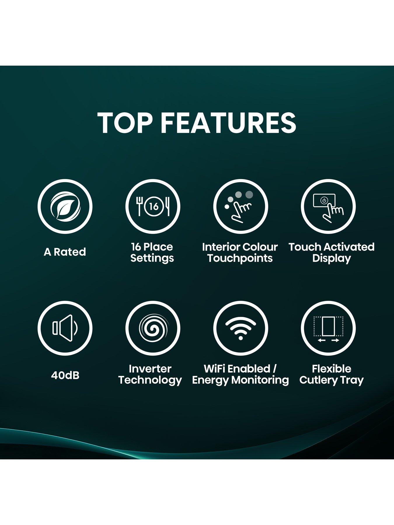 Image 2 of 7 of Hisense HS673A90BXUK Full Size WiFi-enabled Dishwasher - Black Inox