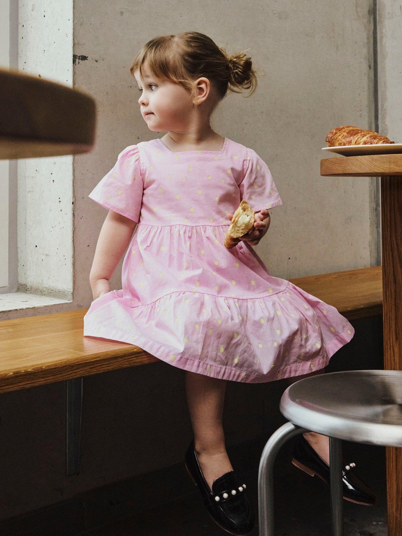 Name It Mini Girls Woven Lemon Print Dress - Light Pink