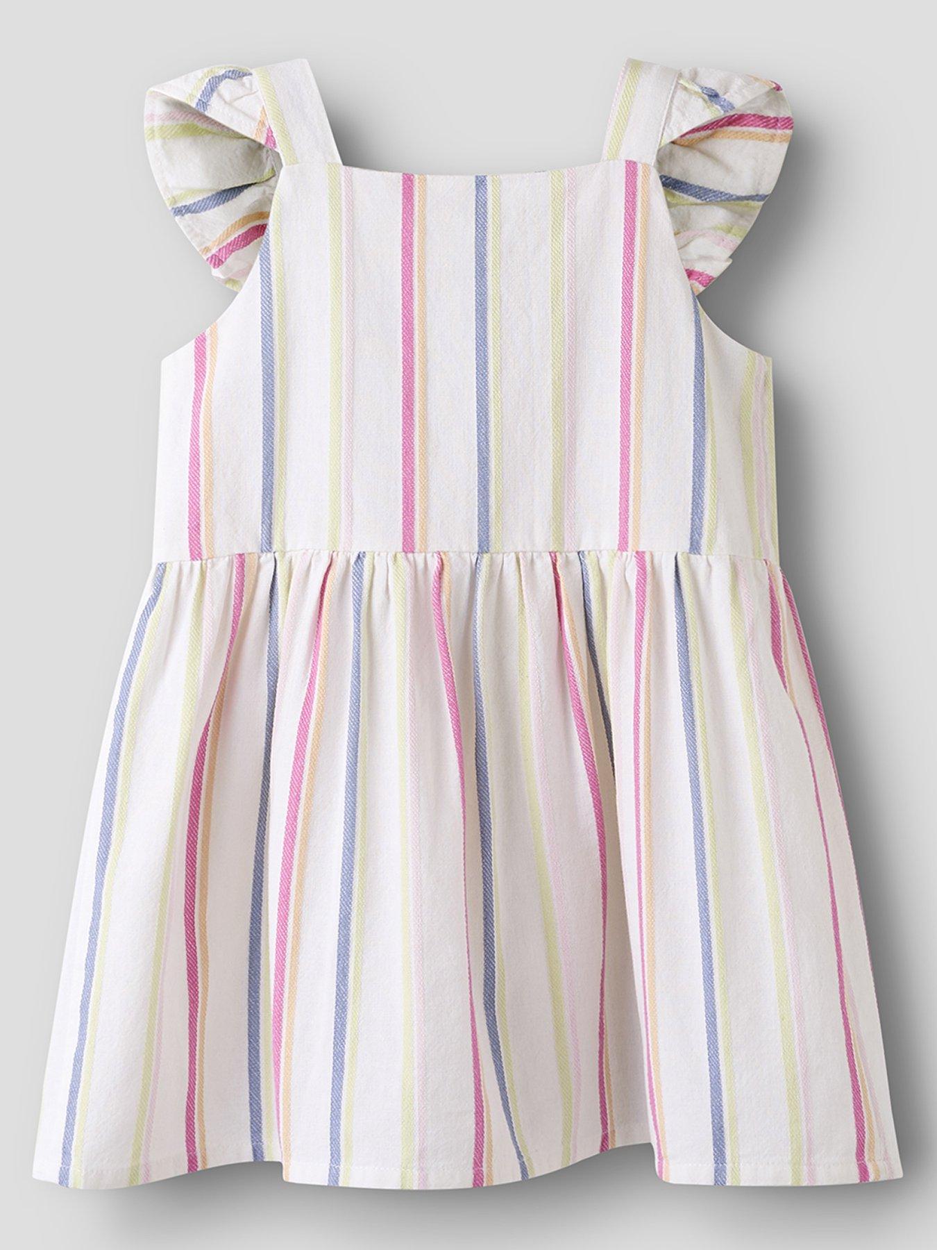 Name It Mini Girls Stripe Woven Dress, Strawberry Moon, Size 5 Years