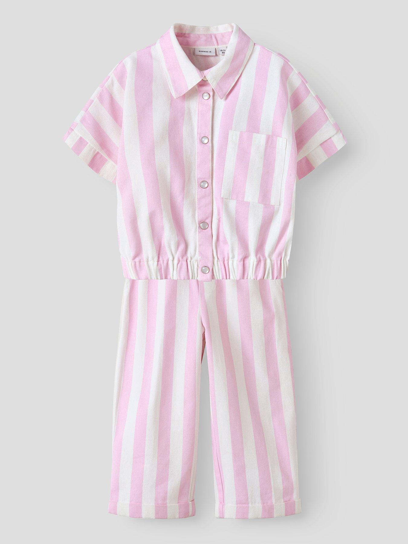 Image 2 of 6 of Name It Mini Girls 2 Piece Stripe Butterfly Back Print Twill Set - Light Pink