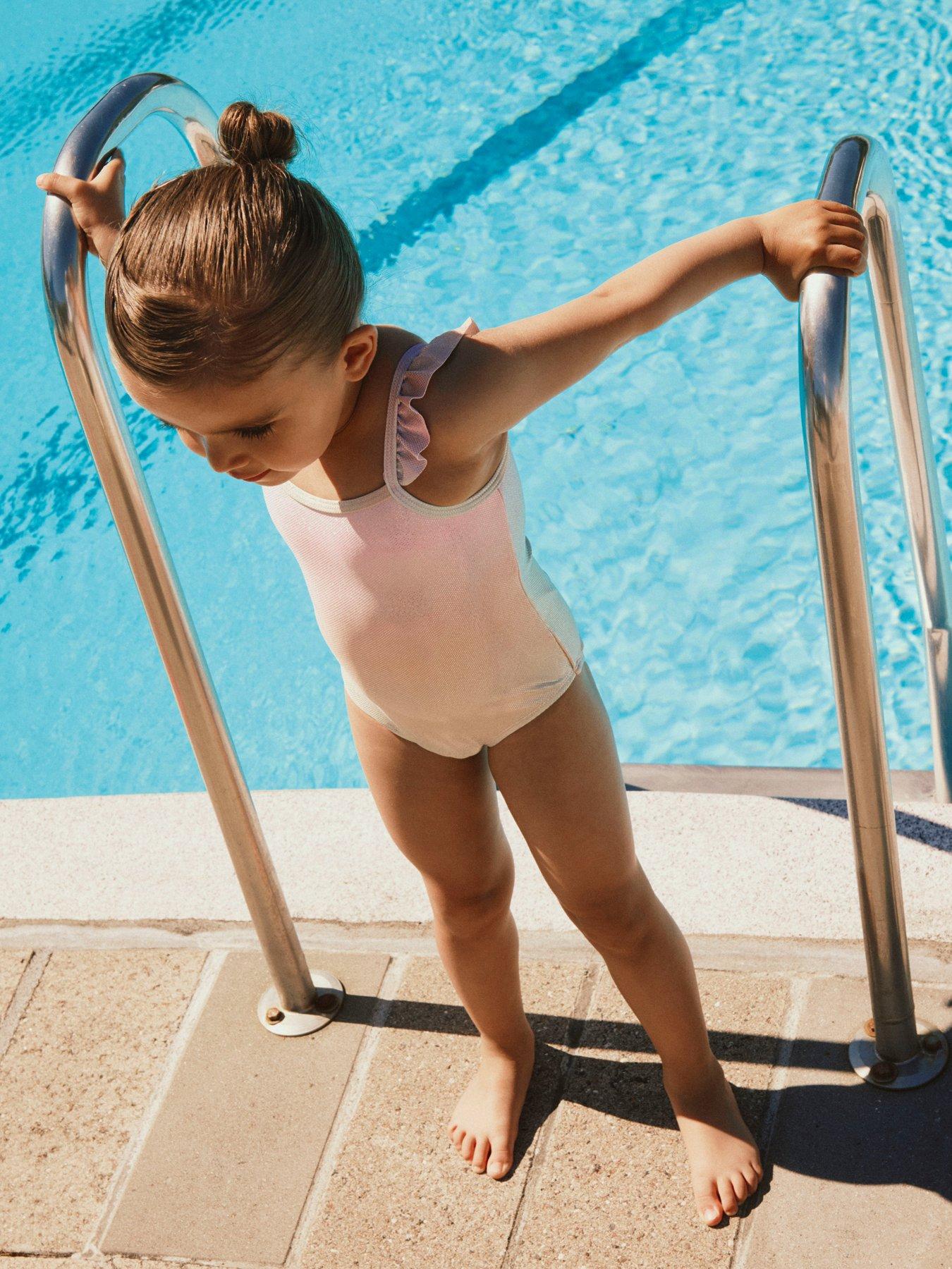 Name It Mini Girls Rainbow Shimmer Swimsuit, Pirouette, Size Age: 5-6 Years