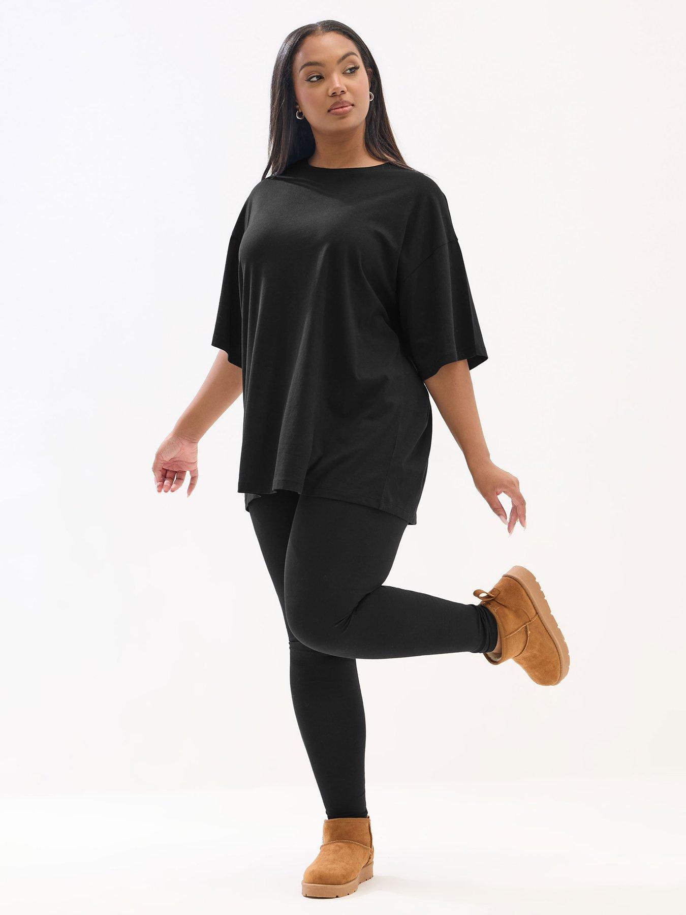 Yours Curve Top And Legging Set - Black