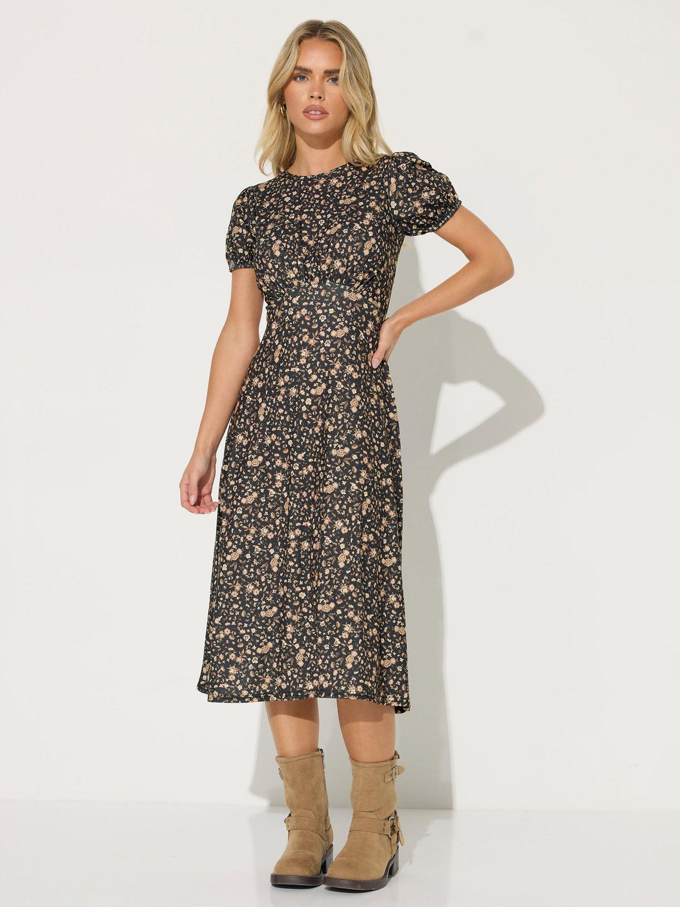 PixieGirl Petite Ditsy Midi Tea Dress - Print