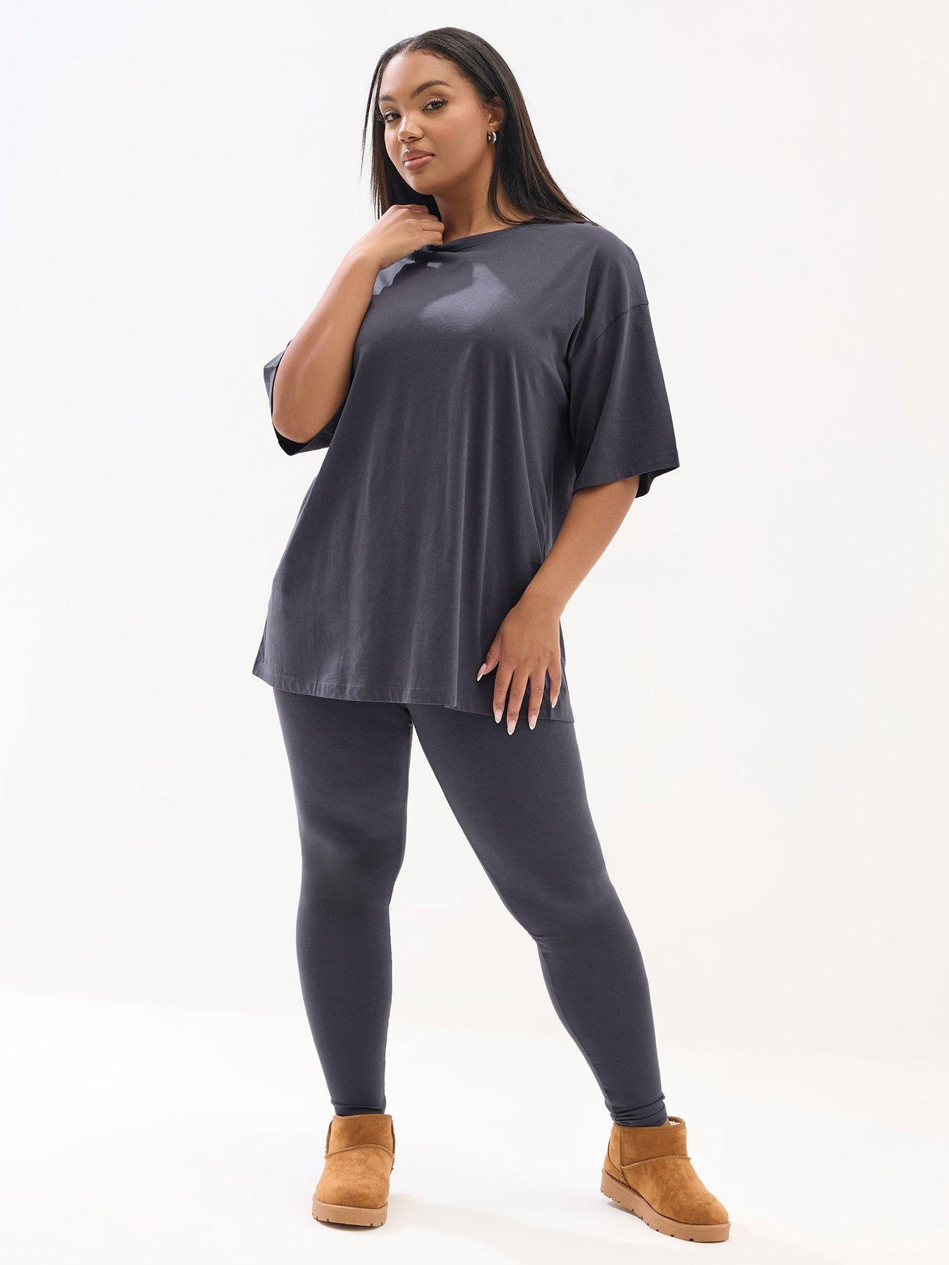 Yours Curve Top And Legging Set - Grey