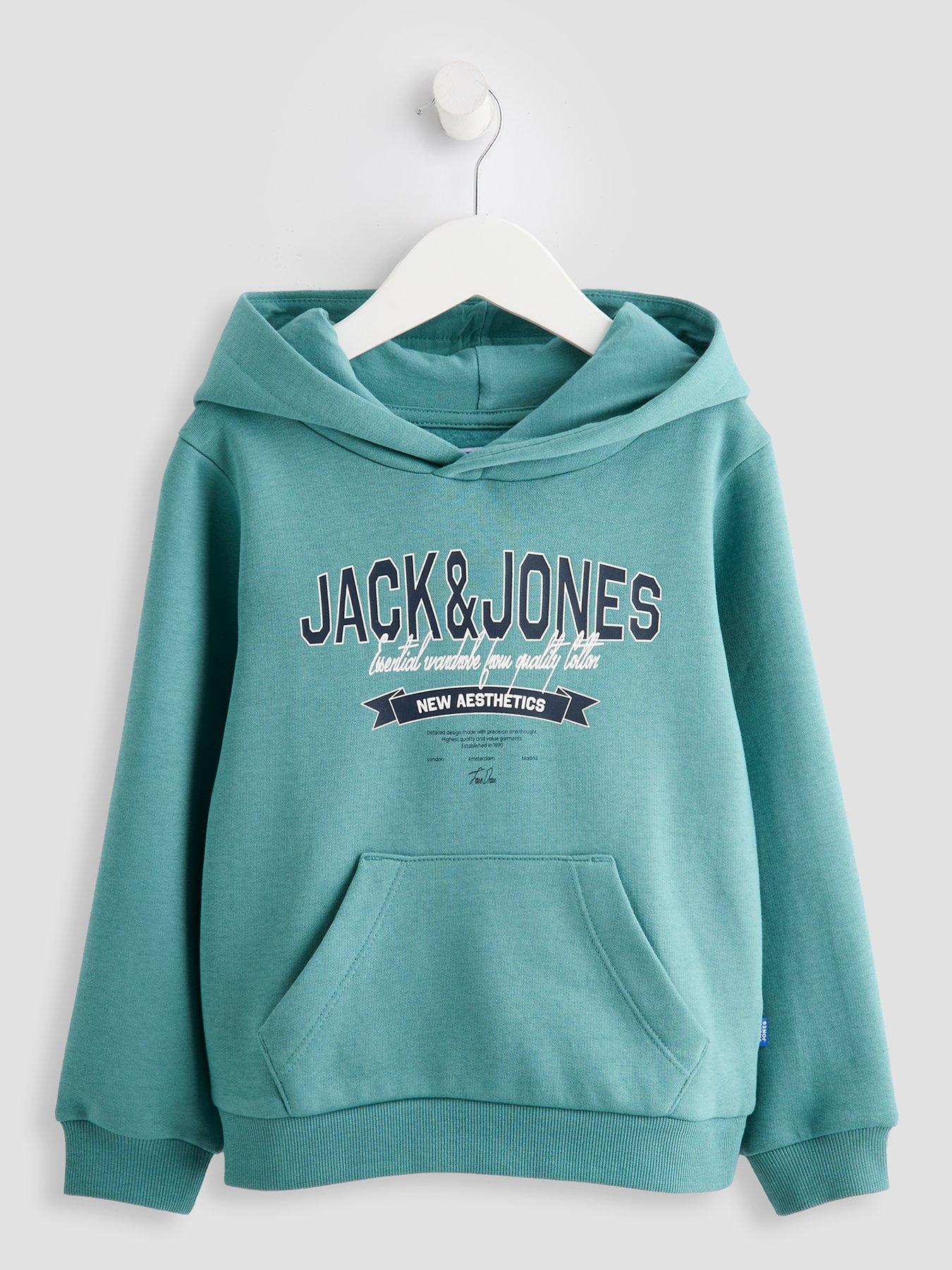 Jack & Jones Mini Younger Boys Logo Hoody - Mineral Blue