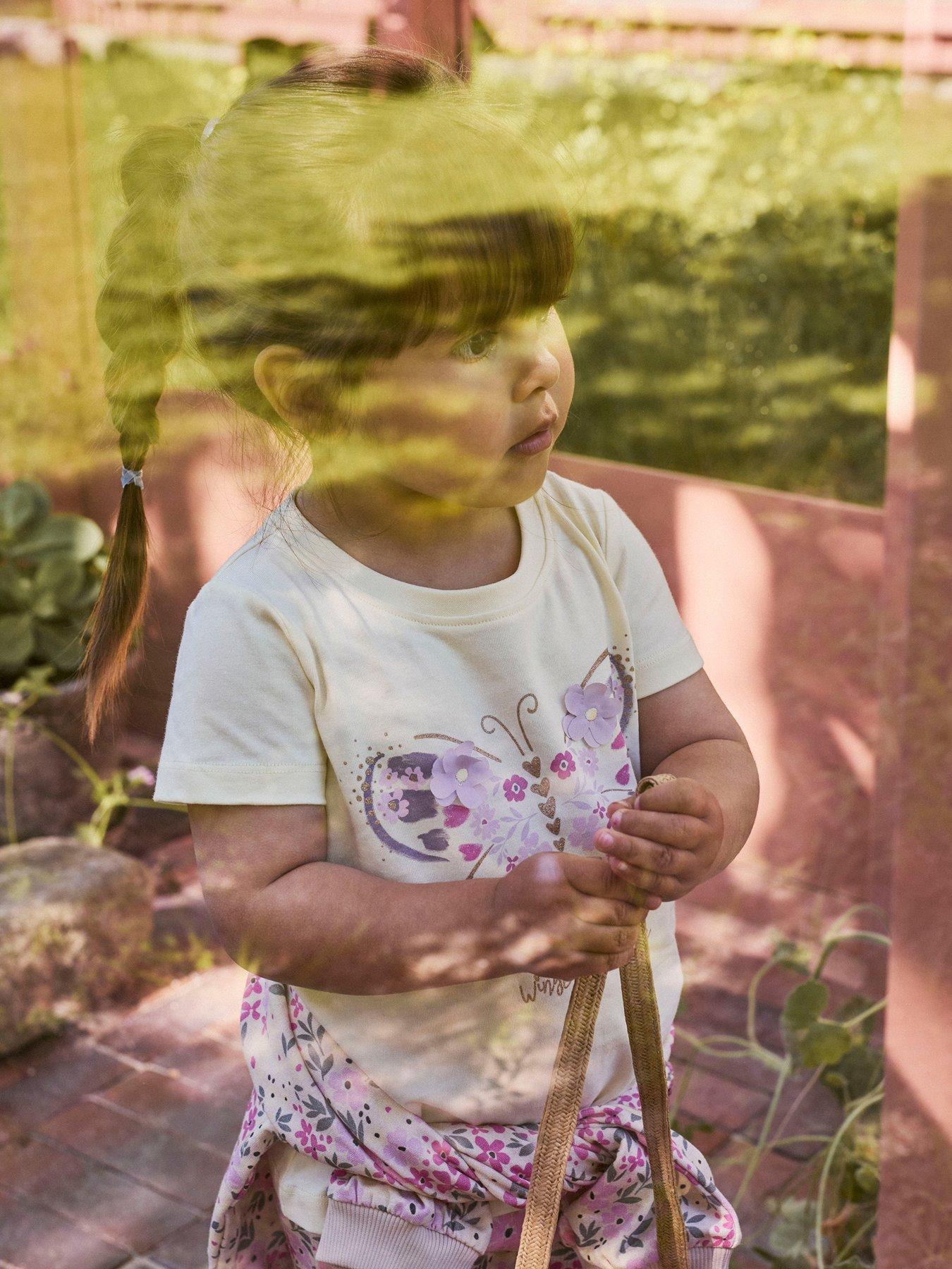 Name It Mini Girls Embellished Butterfly Short Sleeve Tshirt - Light Yellow