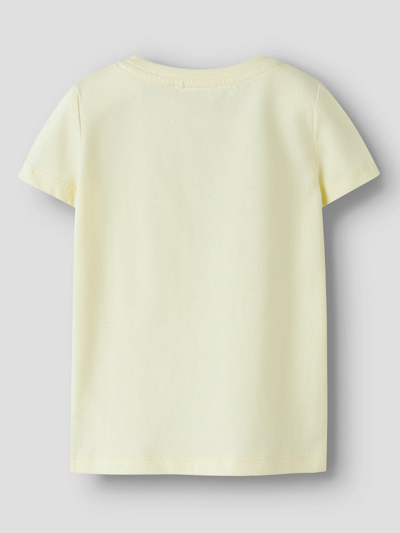 Image 2 of 4 of Name It Mini Girls Embellished Butterfly Short Sleeve Tshirt - Light Yellow