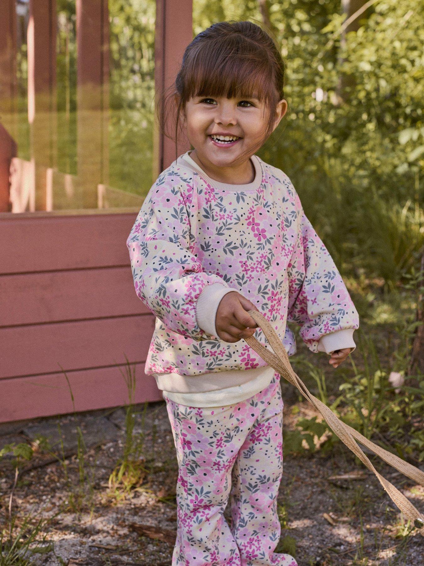 Name It Mini Girls Floral Print Co-ord Sweat - Pink