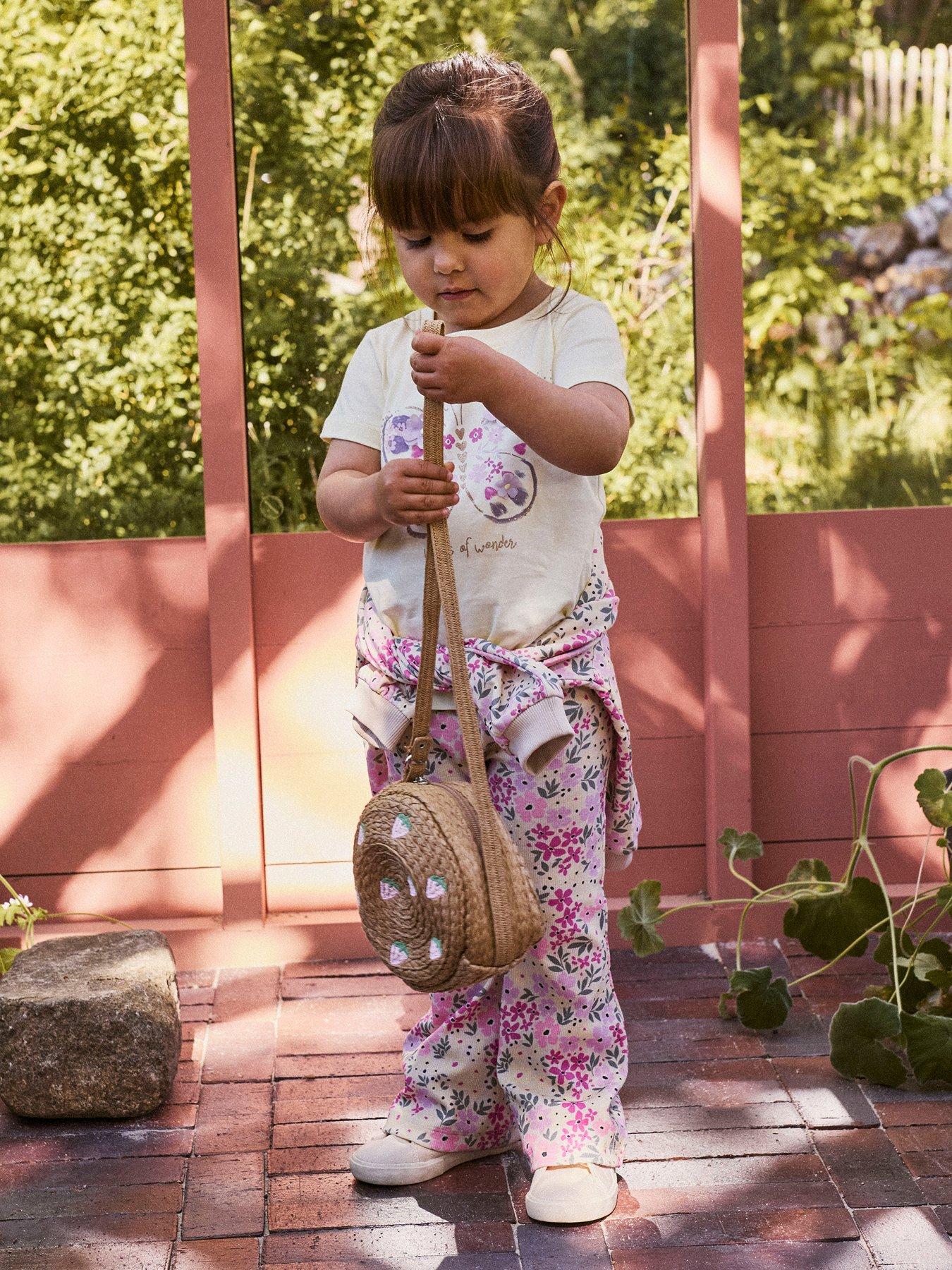 Name It Mini Girls Floral Co-ord Flared Trousers - Pink