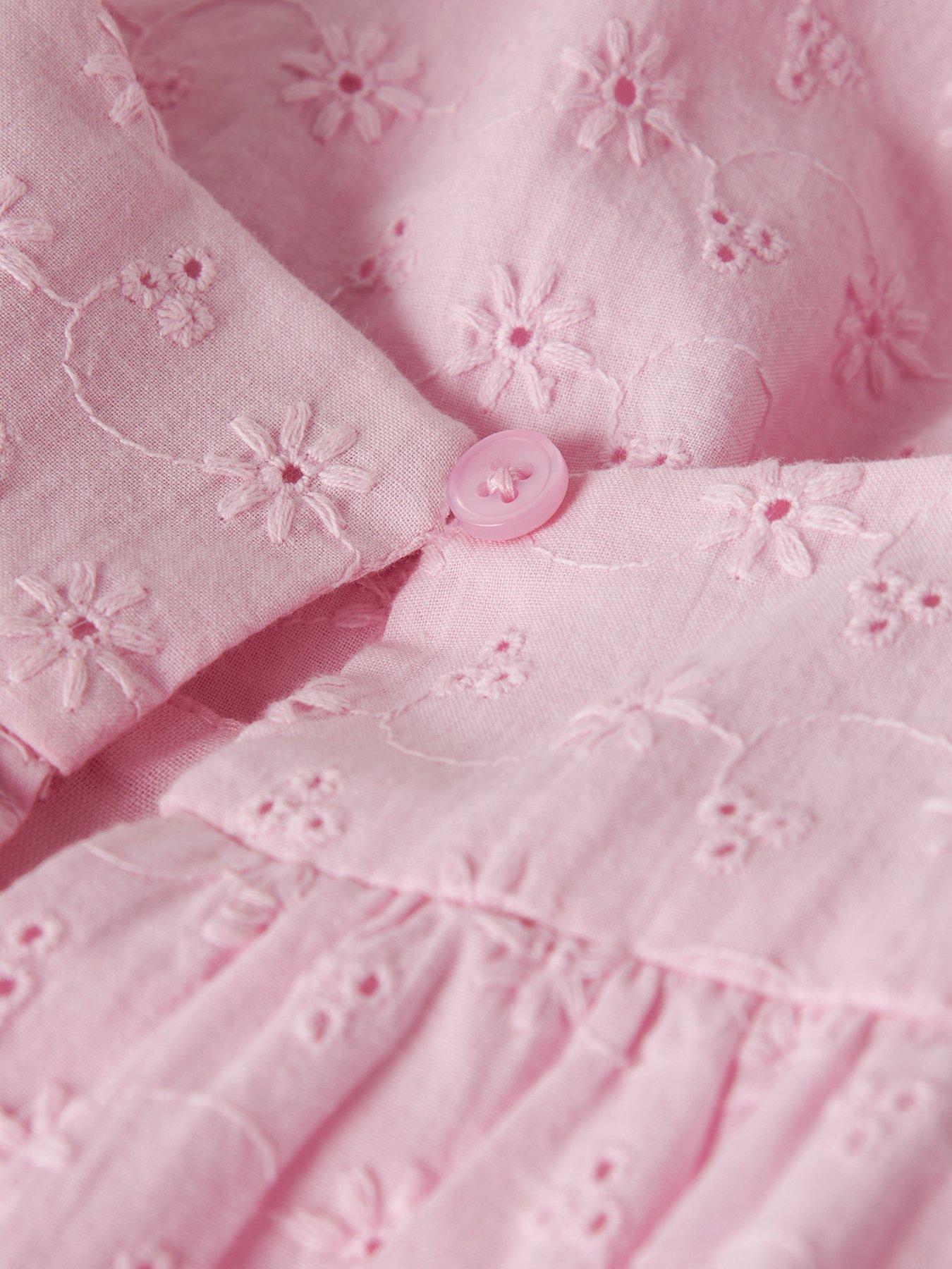 Image 3 of 3 of Name It Mini Girls Floral Embroidered Short Sleeve Co-ord Blouse - Light Pink