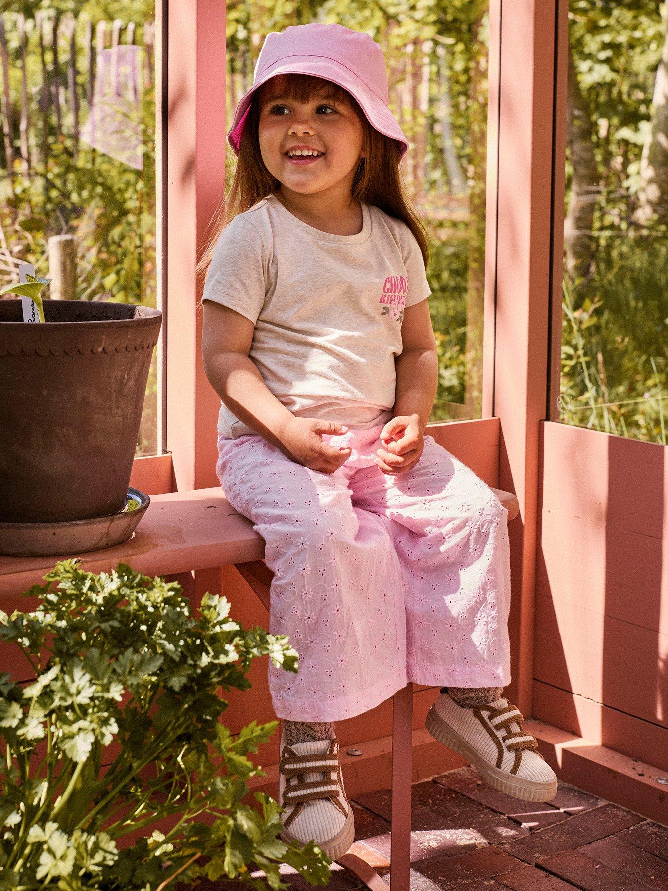 Name It Mini Girls Floral Embroidered Co-ord Trousers - Light Pink
