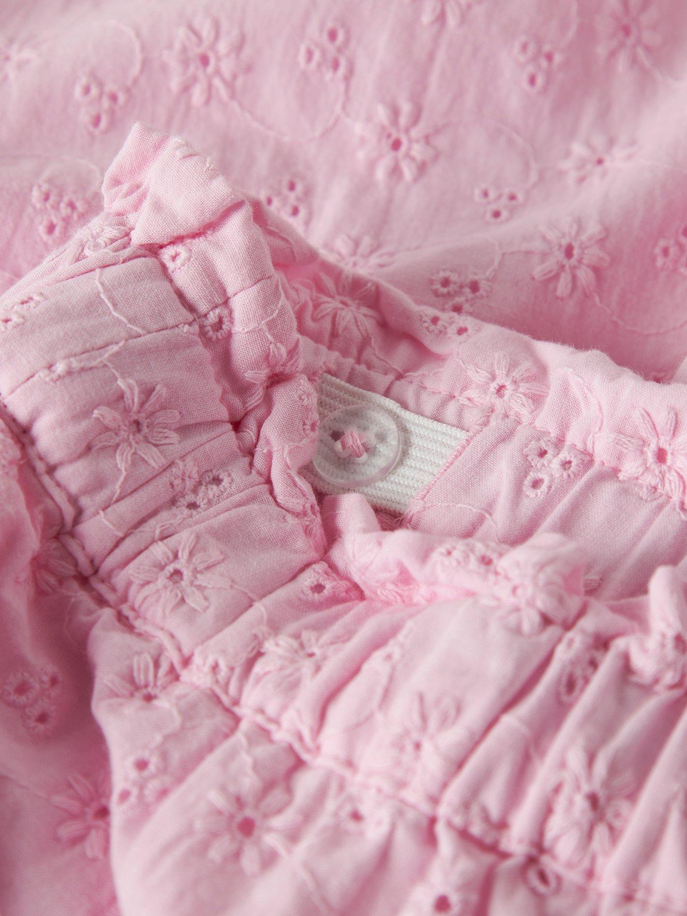 Image 4 of 5 of Name It Mini Girls Floral Embroidered Co-ord Trousers - Light Pink