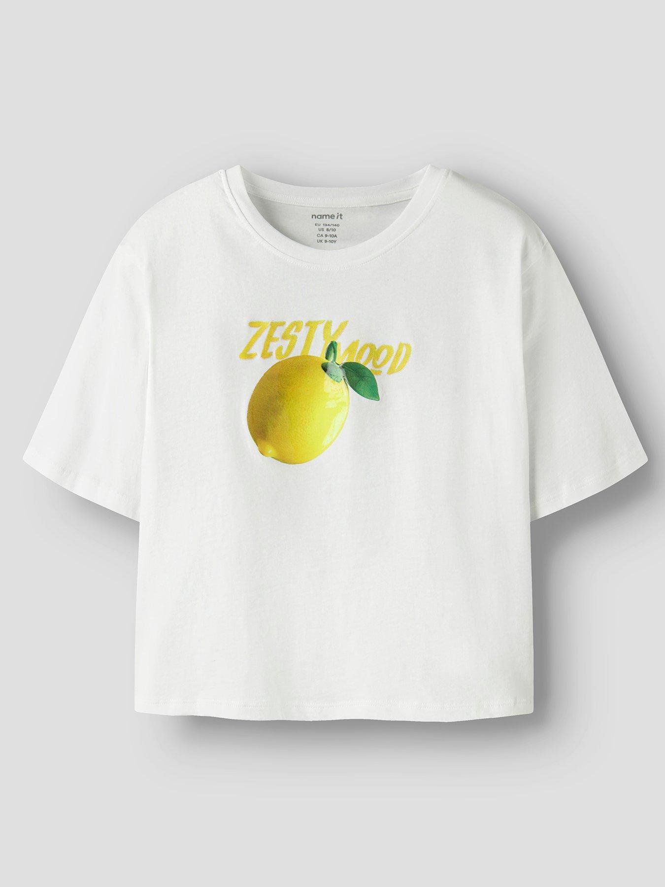 Name It Girls Lemon Short Sleeve Tshirt, Bright White, Size Age: 6 Years