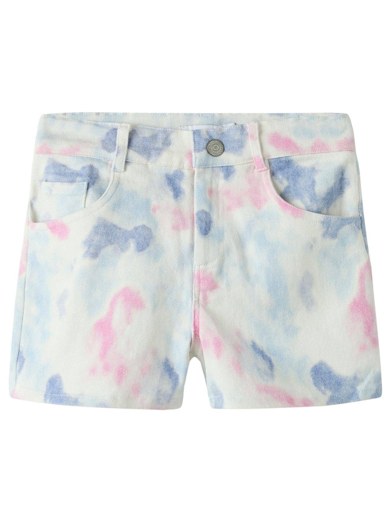 Name It Girls Tie Dye Denim Shorts, Cloud Dancer, Size Age: 10 Years
