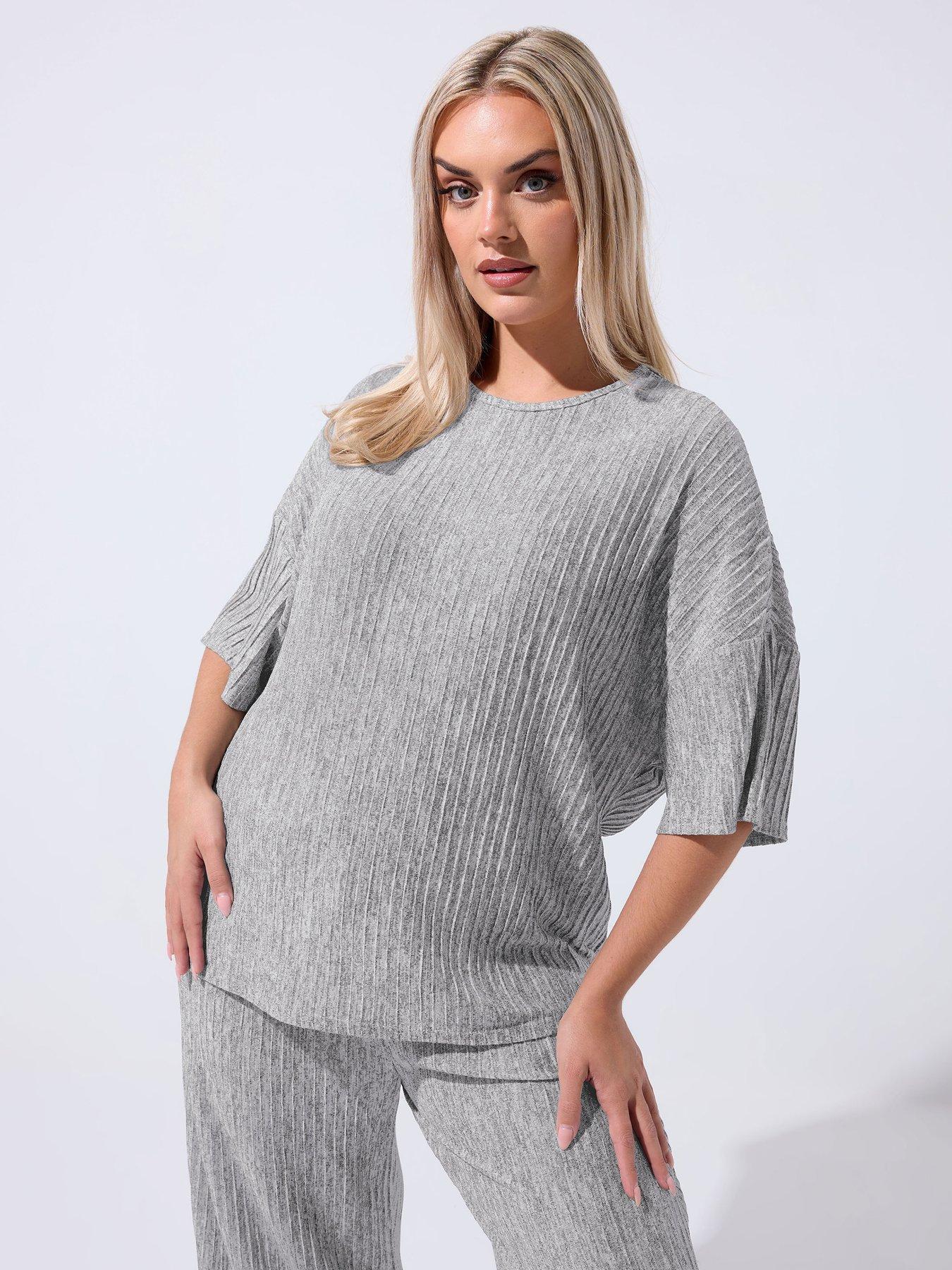 Yours Curve Boxy Top - Grey