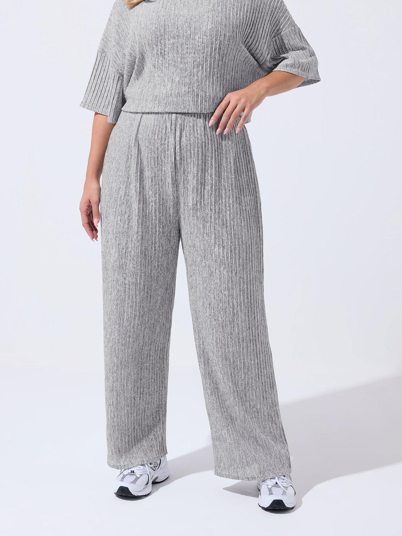 Yours Curve Wide Leg Lounge Trouser - Grey