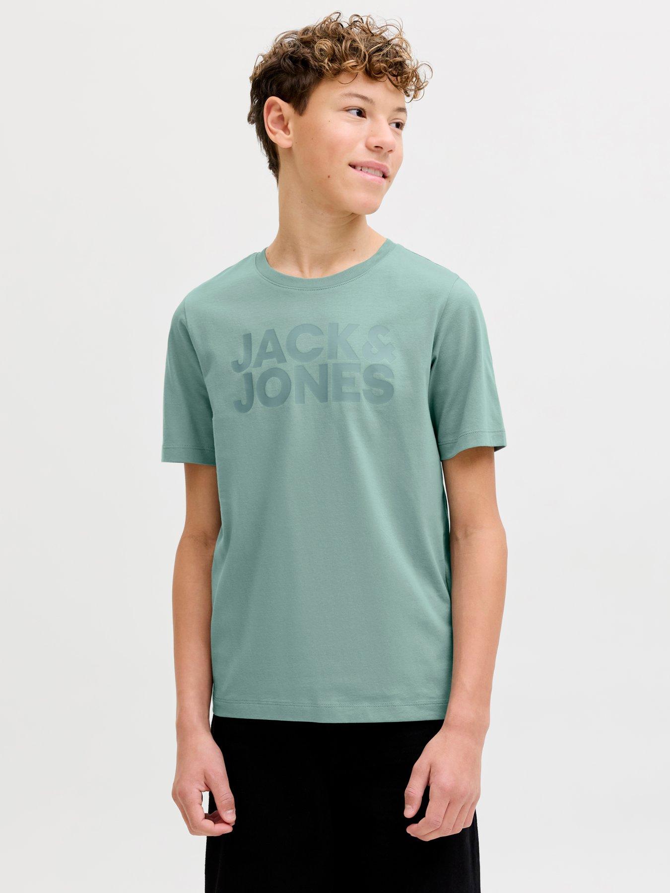 Jack & Jones Junior Boys Corp Logo Short Sleeve T-Shirt - Light Green