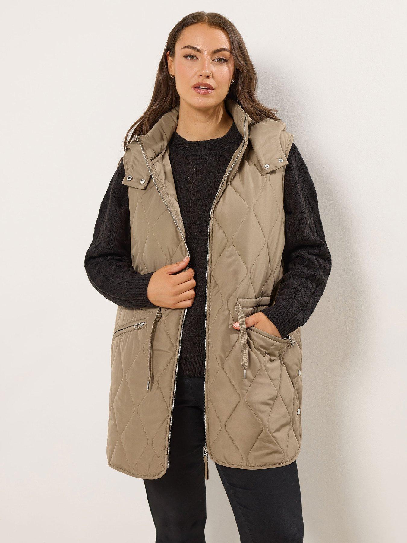 Yours Curve Quilted Gilet - Natural