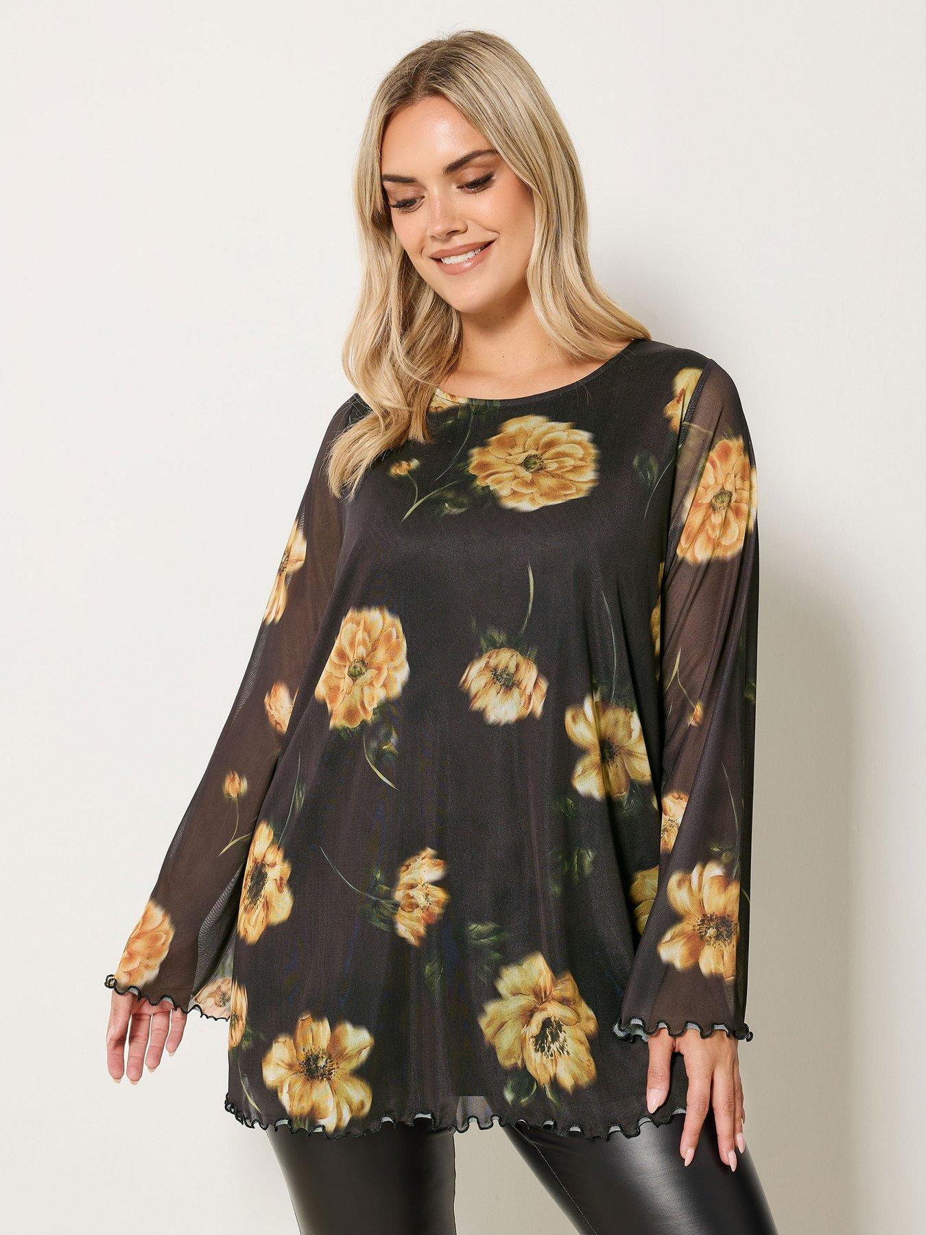 Yours Curve Flare Sleeve Mesh Swing Top - Green