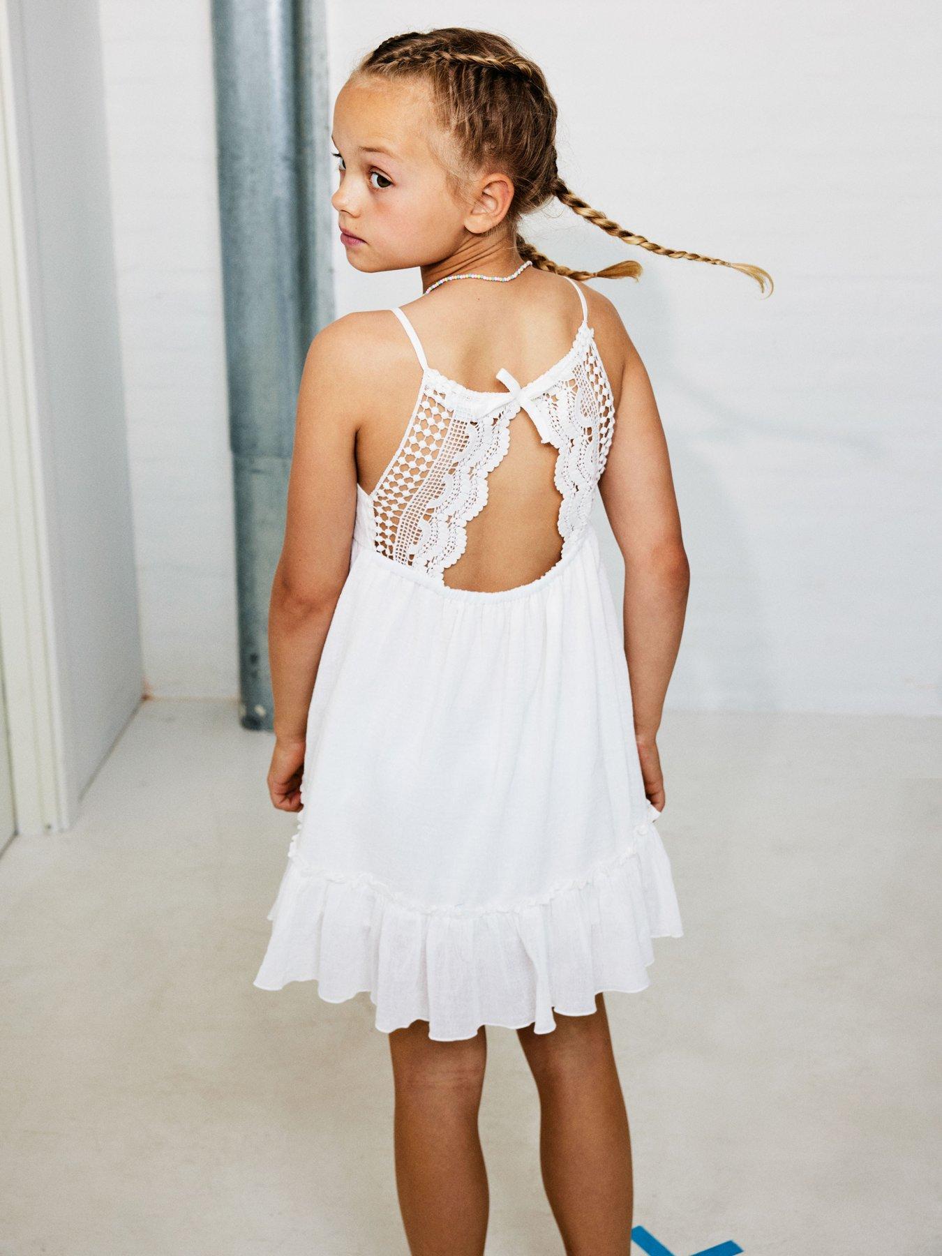 Name It Girls Lace Back Summer Occasion Dress - White