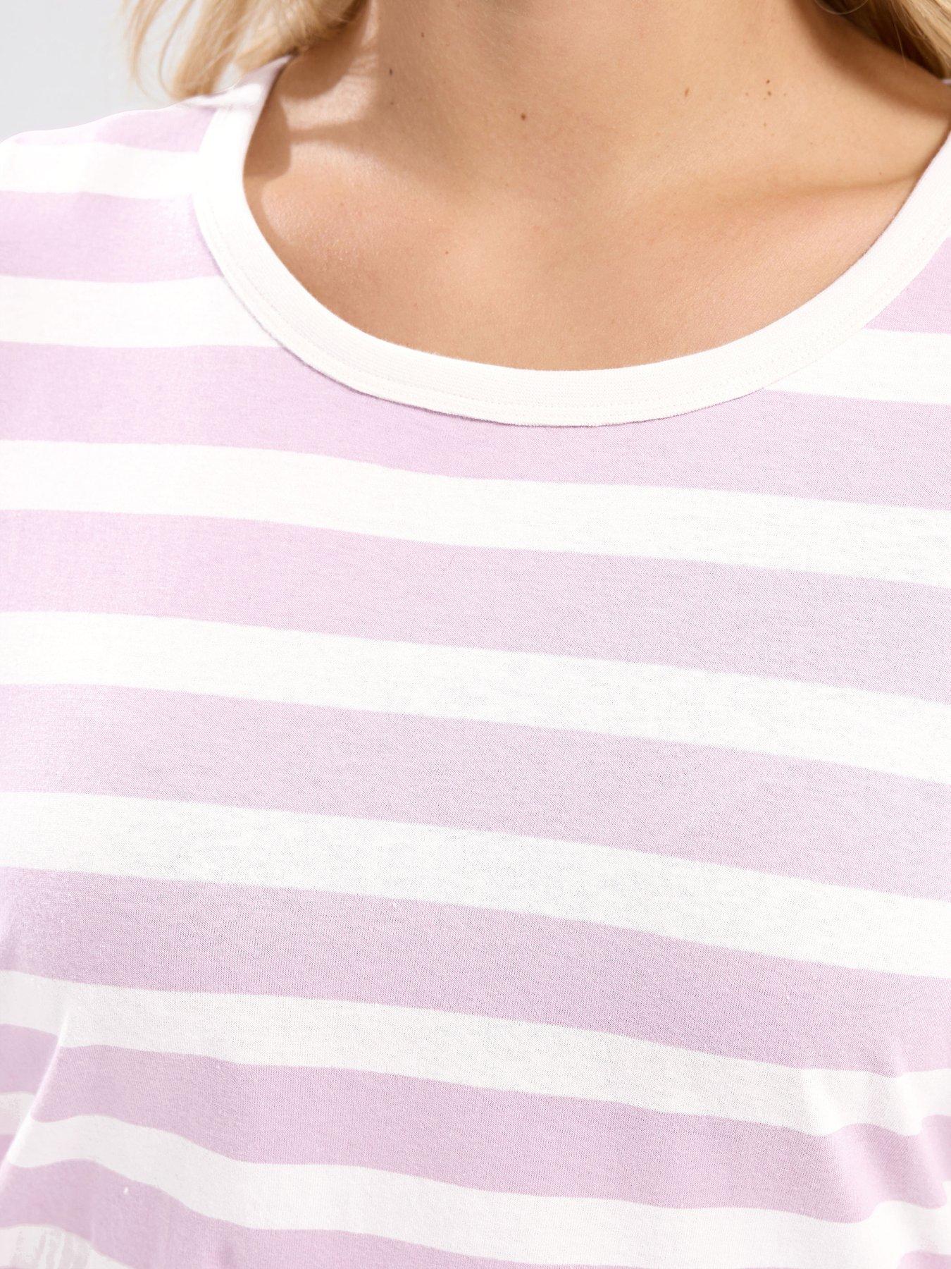 Image 4 of 4 of Yours Curve Long Sleeve Stripe T-Shirt - Pink