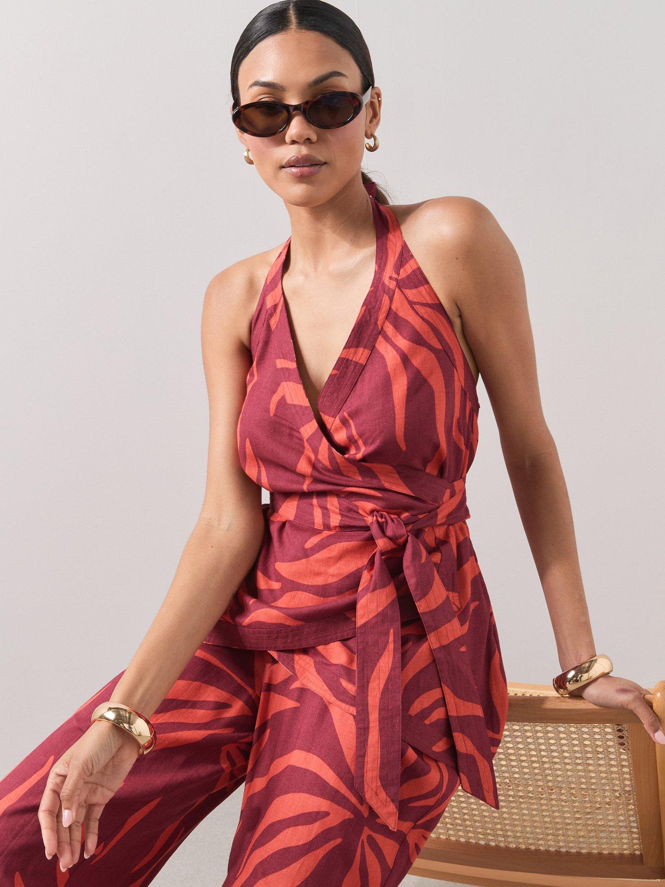 The Very Collection Zebra Halter Neck Co Ord Top