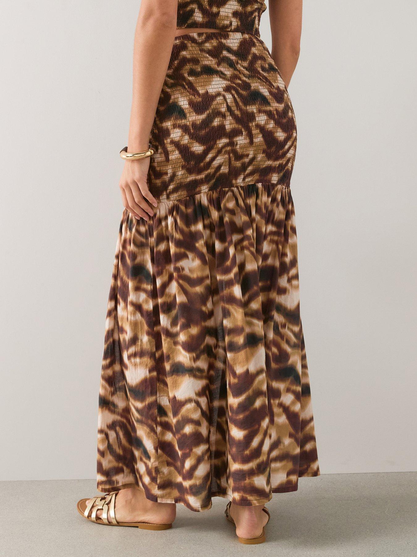 Image 2 of 5 of The Very Collection Animal Shirred Maxi Skirt Co Ord