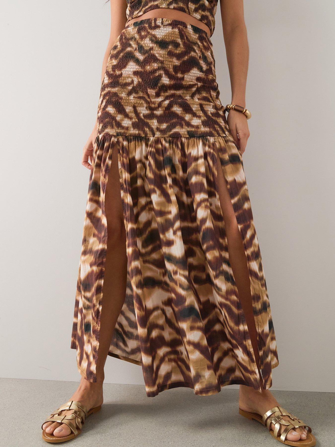 Image 3 of 5 of The Very Collection Animal Shirred Maxi Skirt Co Ord
