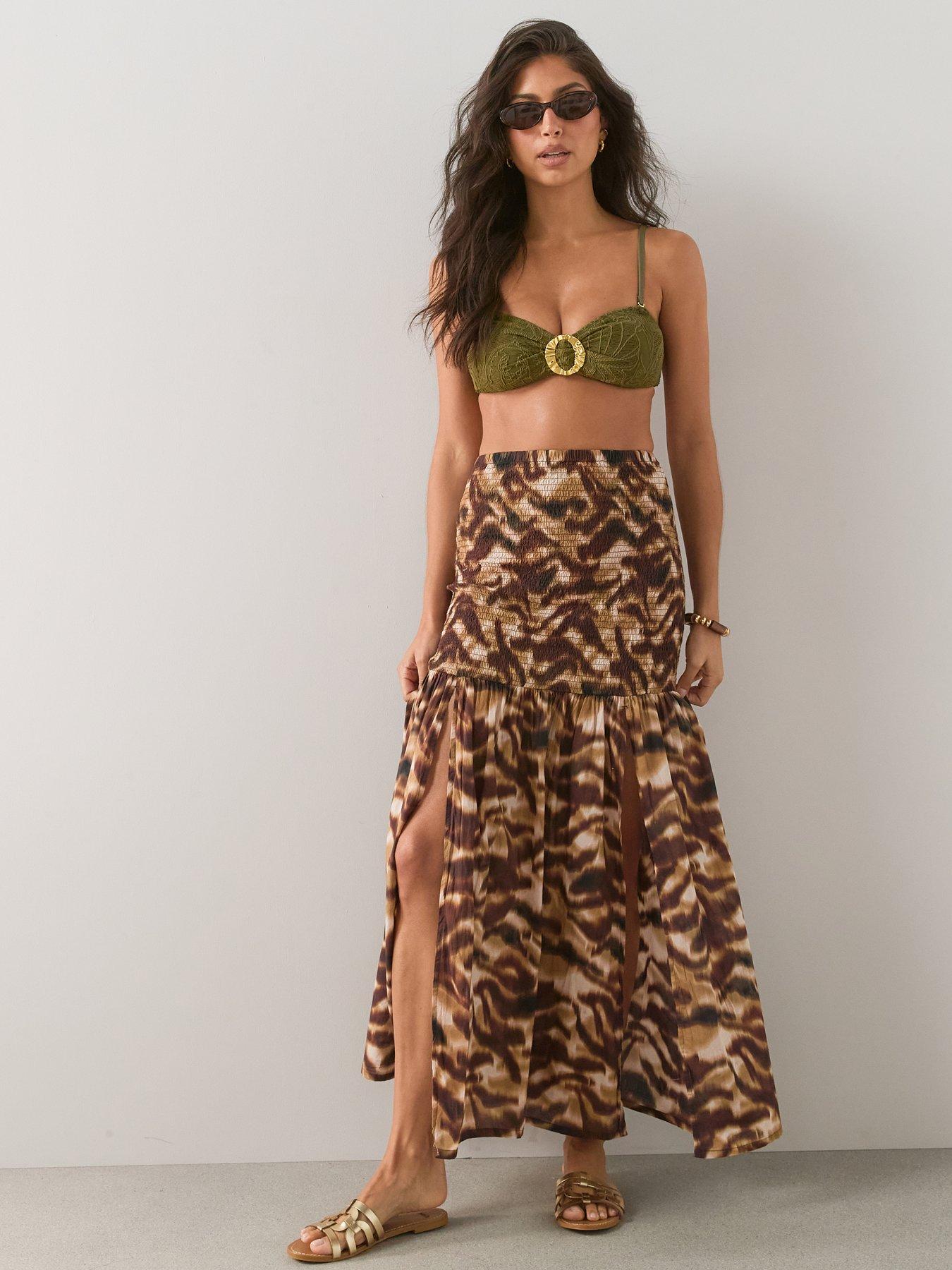 Image 5 of 5 of The Very Collection Animal Shirred Maxi Skirt Co Ord