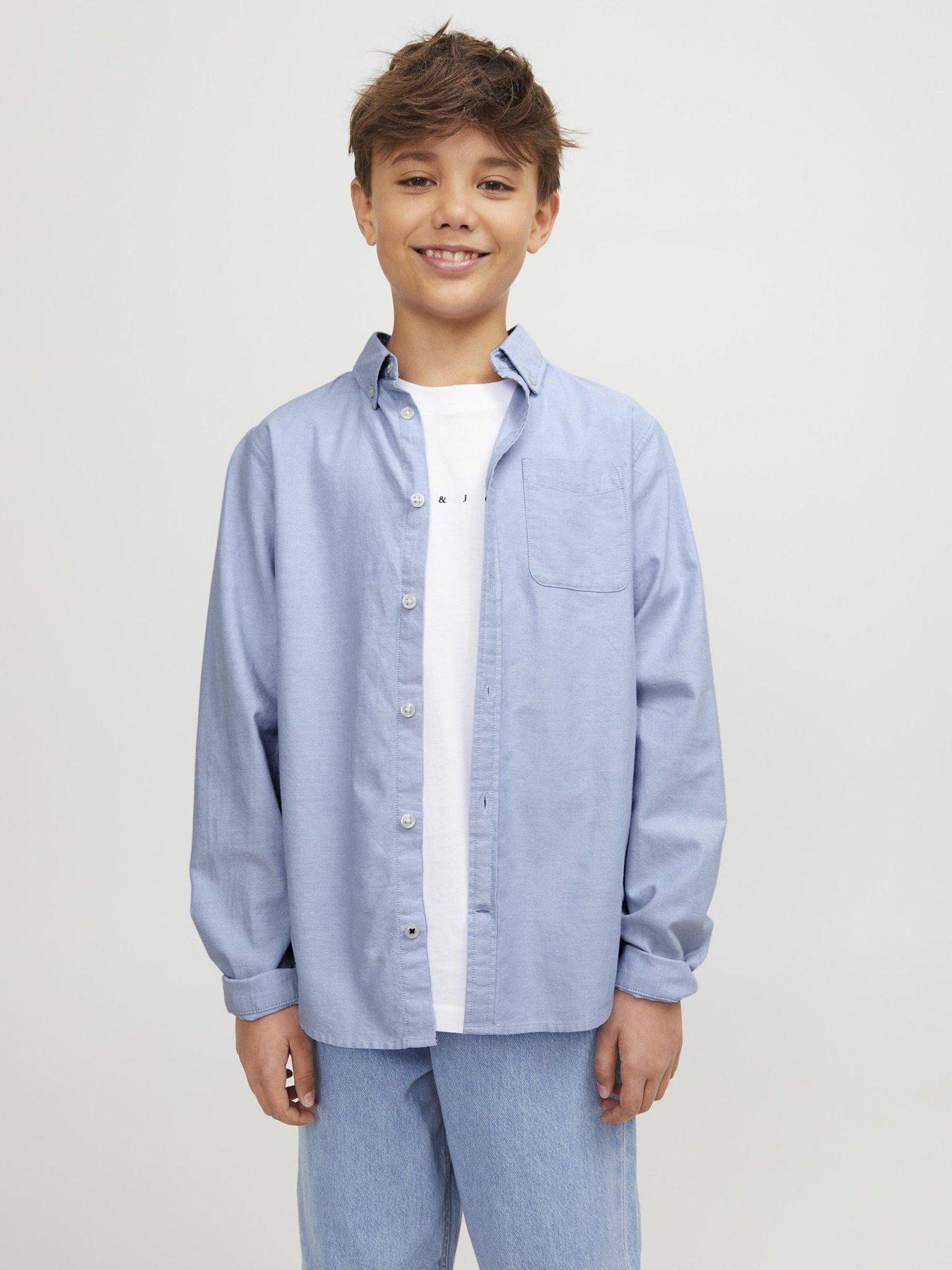Jack & Jones Junior Boys Long Sleeve Oxford Shirt - Blue