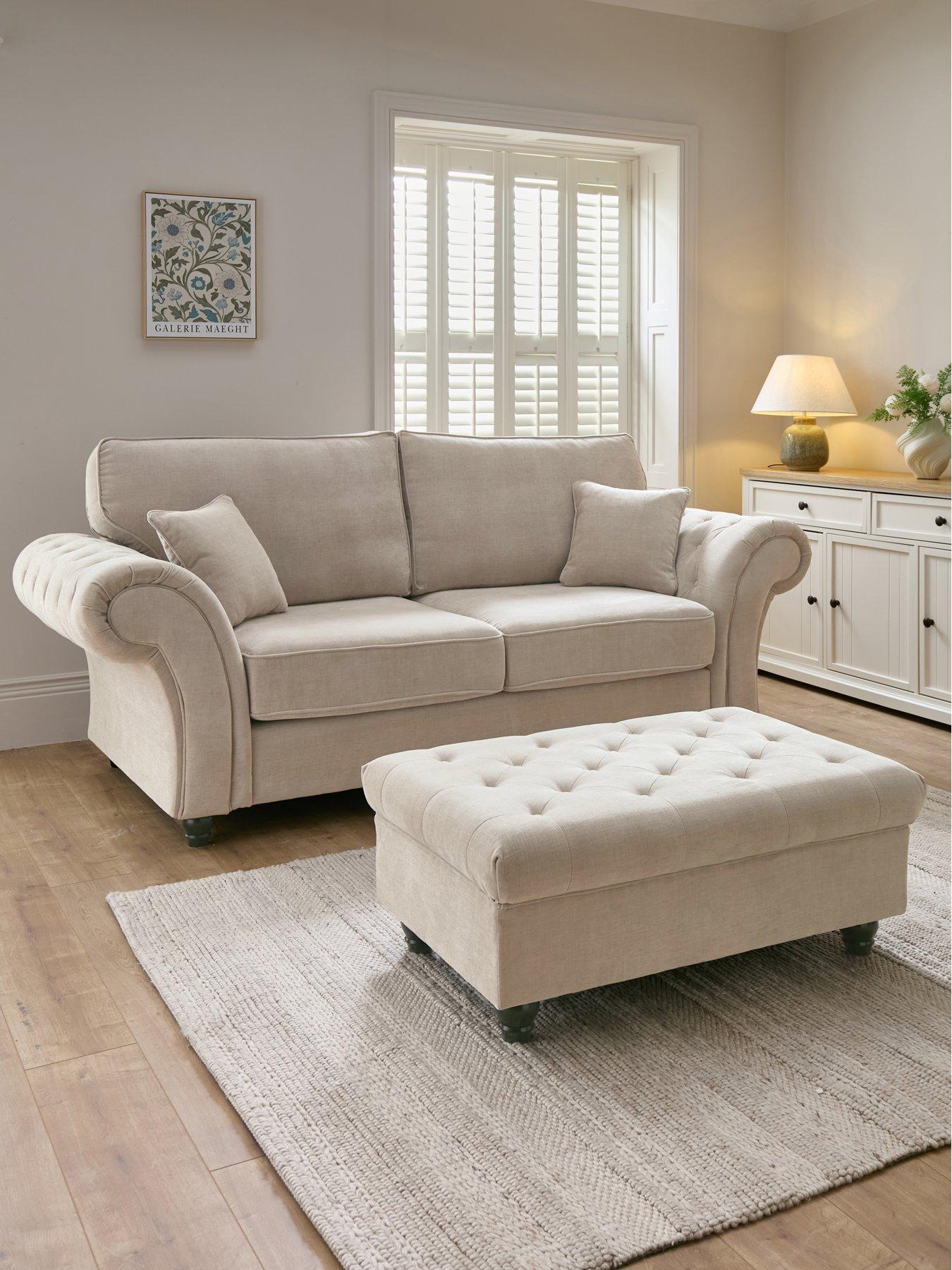 The Very Collection Windsor Fabric 3 Seater Standard Back Sofa + Footstool Set (Buy  &  SAVE!)