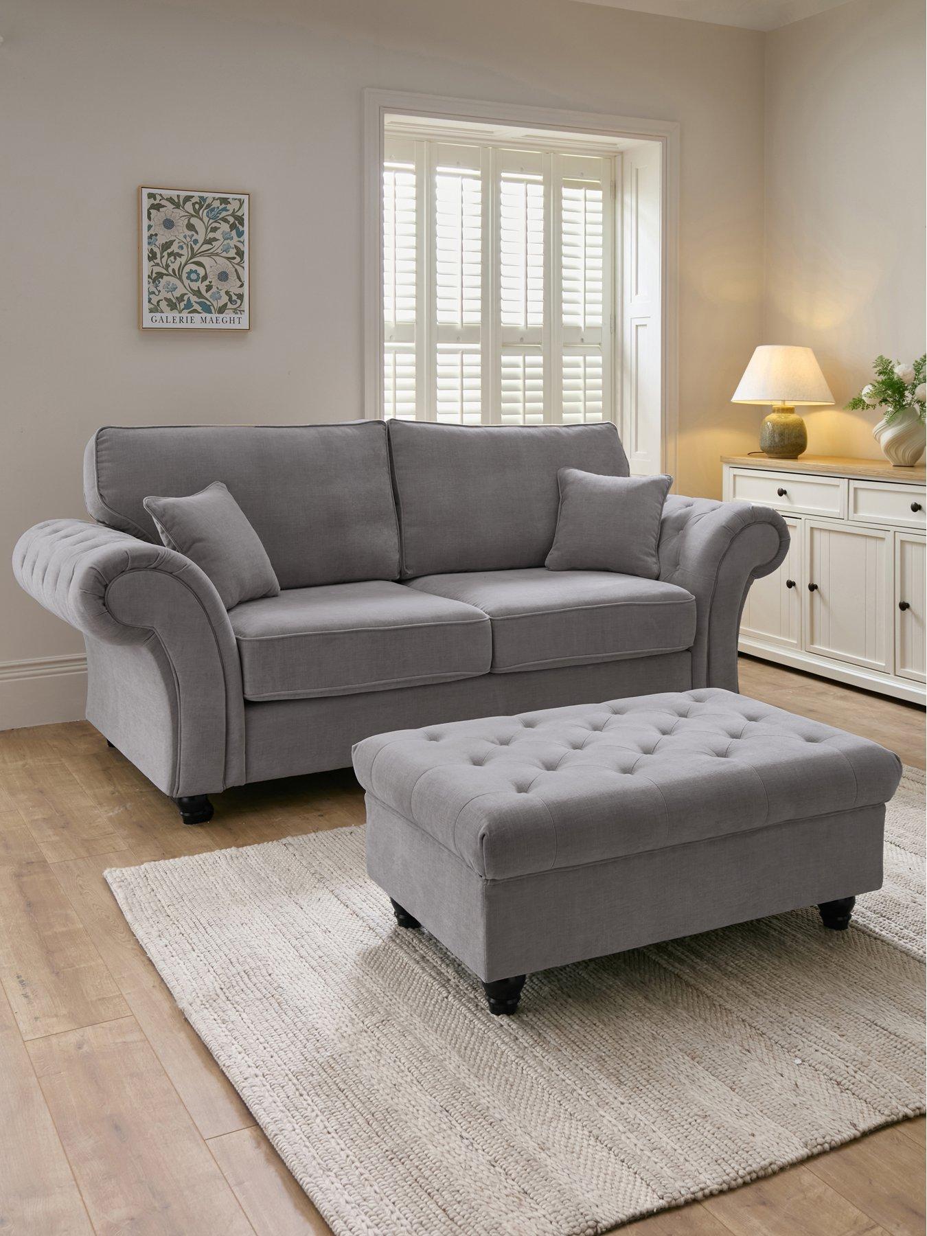 The Very Collection Windsor Fabric 3 Seater Standard Back Sofa + Footstool Set (Buy  &  SAVE!)