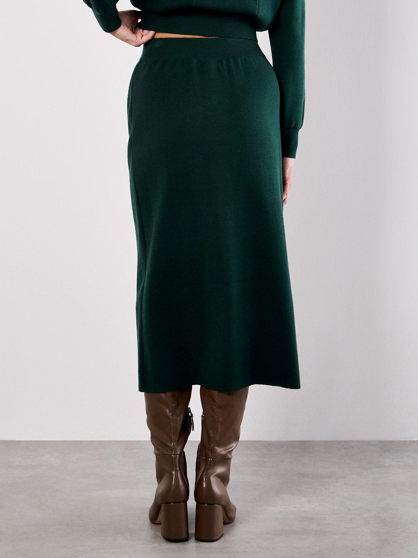 Image 2 of 5 of Apricot Gold Button Through Knit Midi Skirt