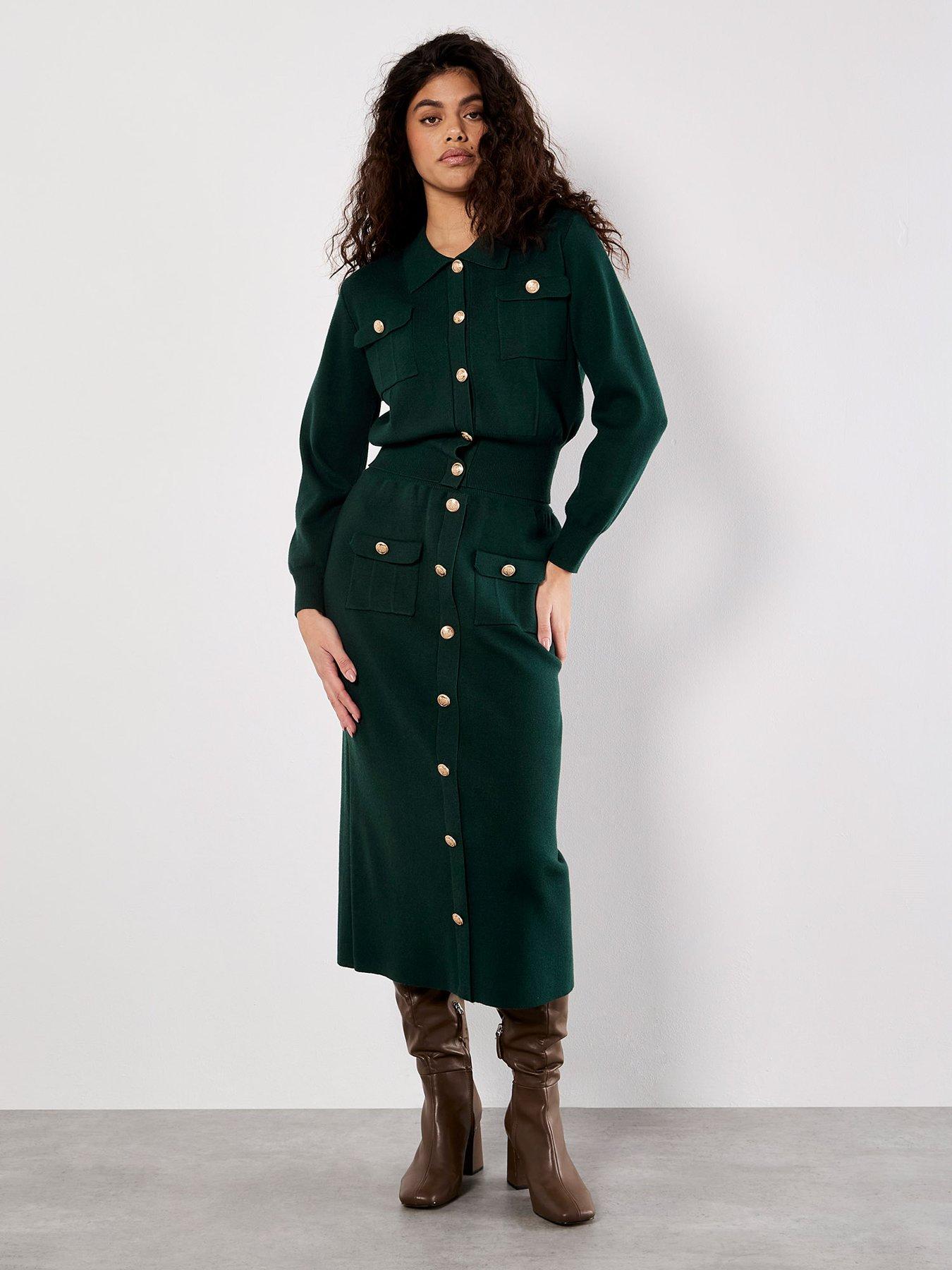 Image 3 of 5 of Apricot Gold Button Through Knit Midi Skirt