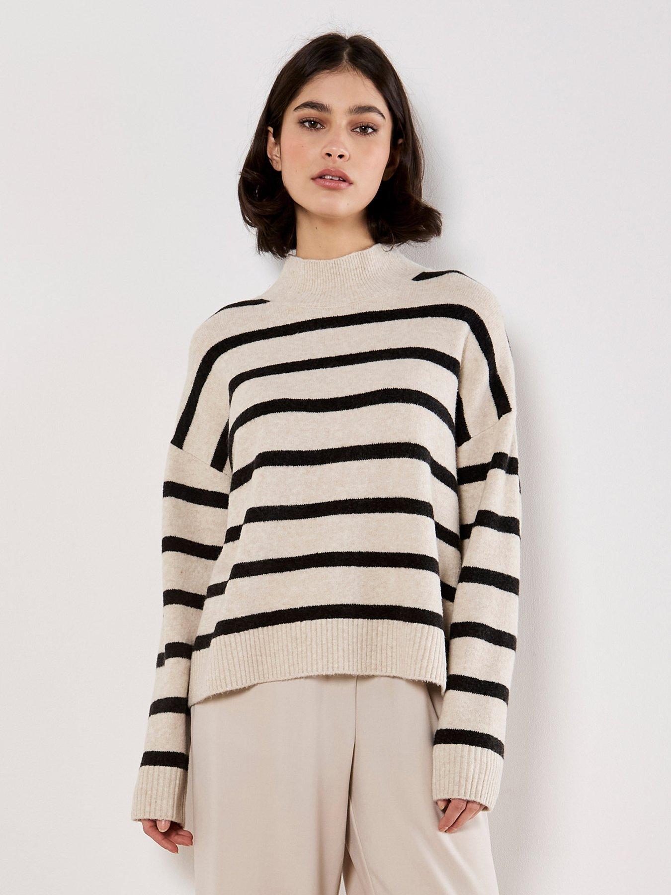 Image 1 of 4 of Apricot Apricot Stripe Drop Should Oversized Jumper