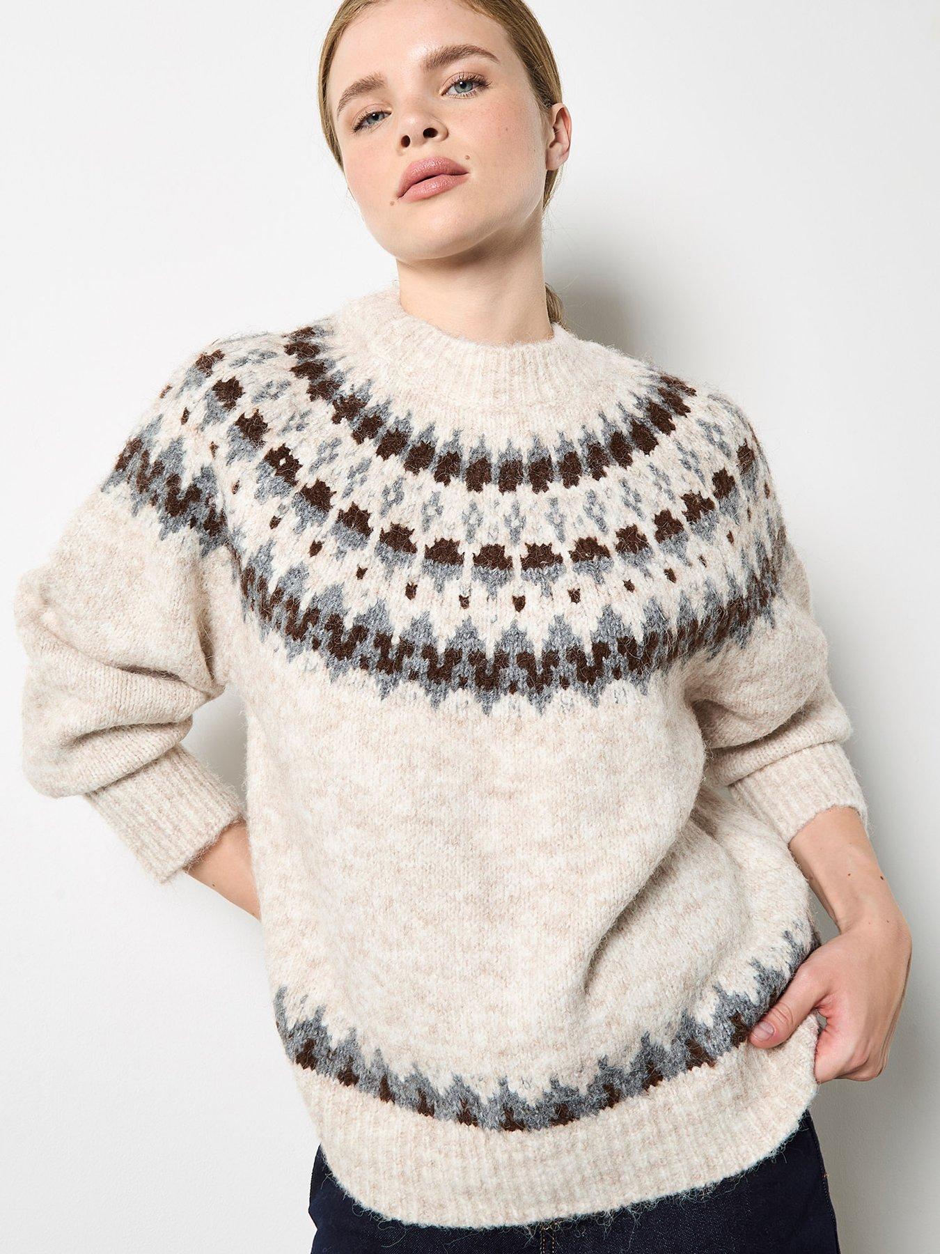 Apricot Fairisle Neckline Edging Jumper