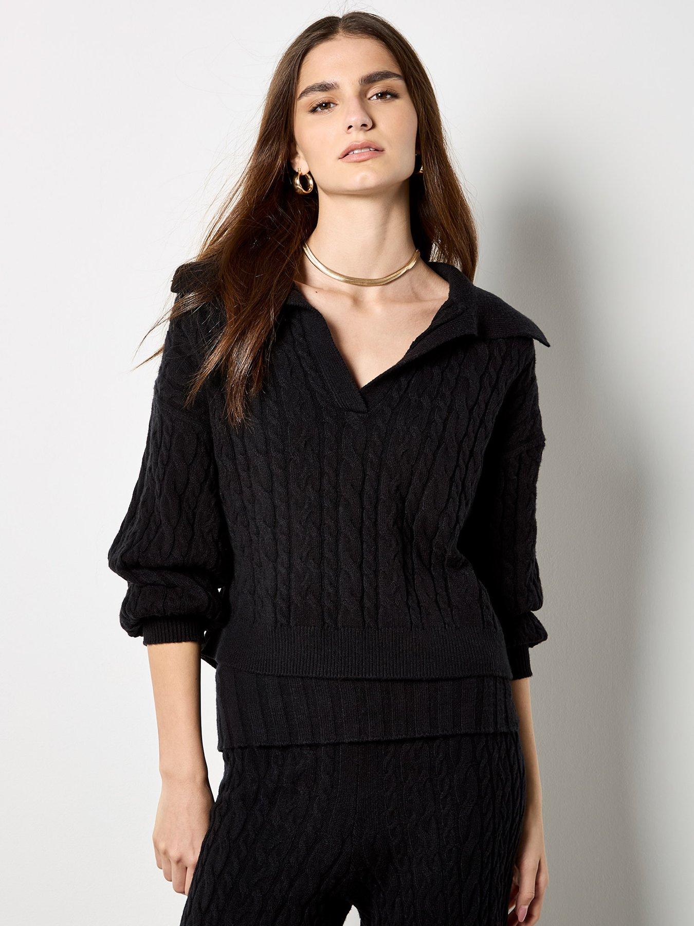 Apricot Cable Collar Jumper