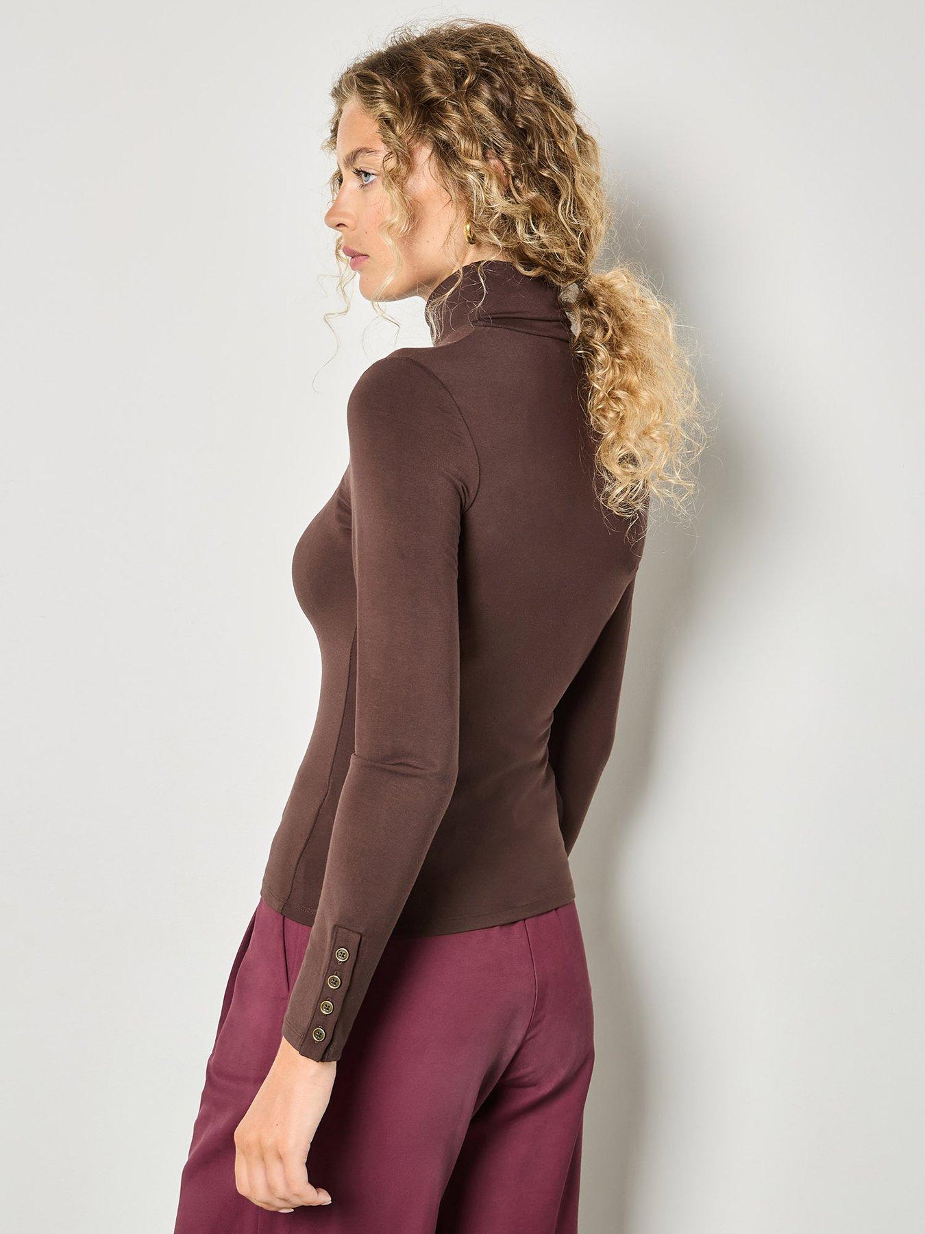 Image 2 of 4 of Apricot Apricot Turtle Neck Button Cuff Top