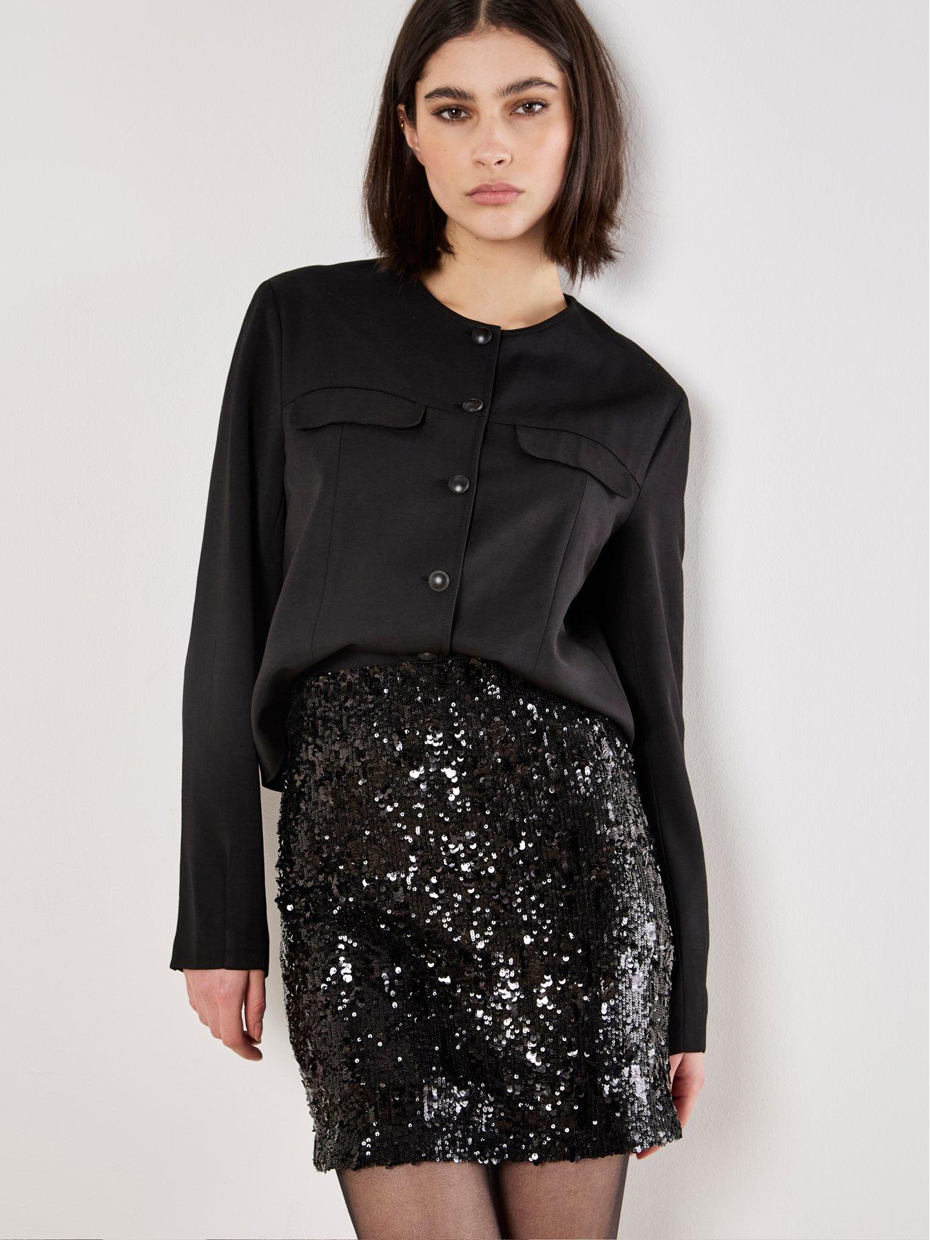 Apricot Multisize Linear Bodycon Sequin Skirt