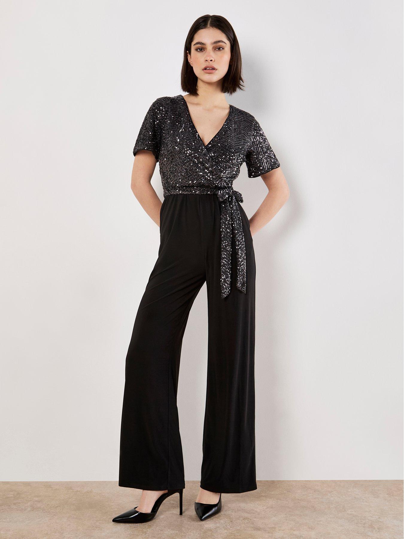Apricot Chevron Sequin 2 In 1 Jumpsuit