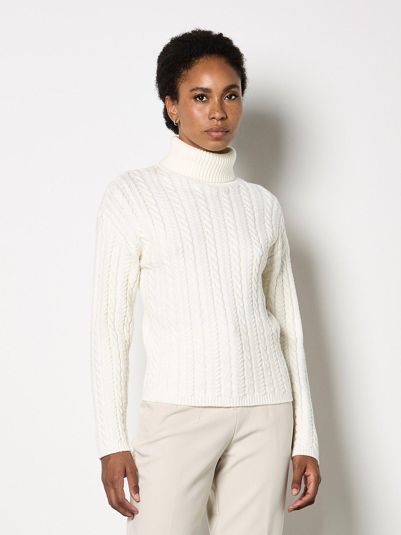 Apricot Apricot Turtle Neck Cable Front Jumper