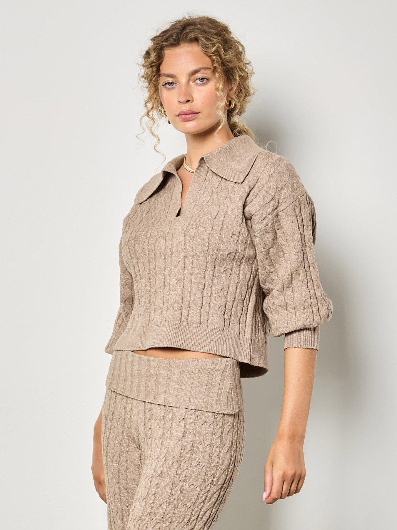 Apricot Cable Collar Jumper