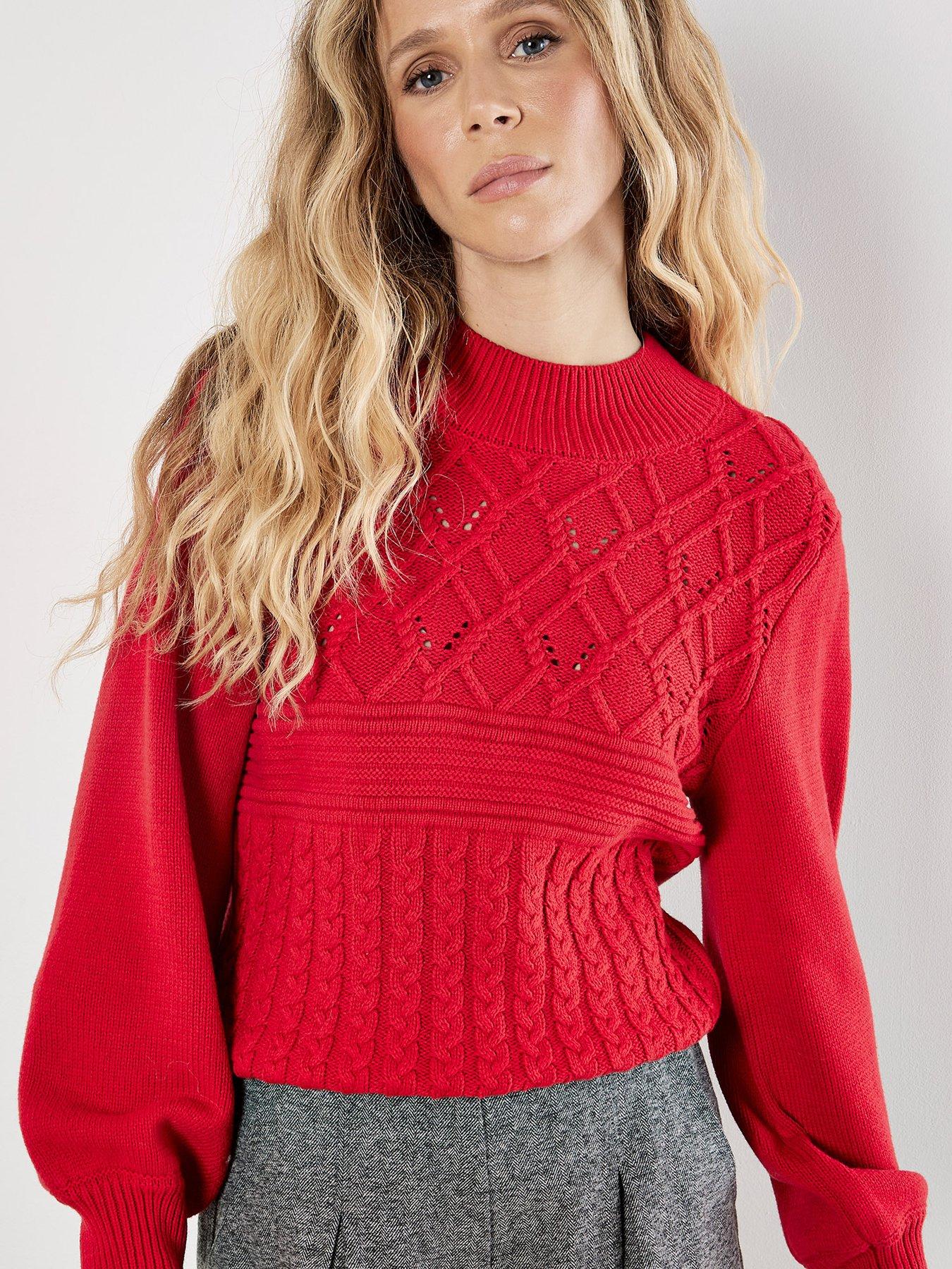 Apricot Apricot Multicable Mock Neck Jumper