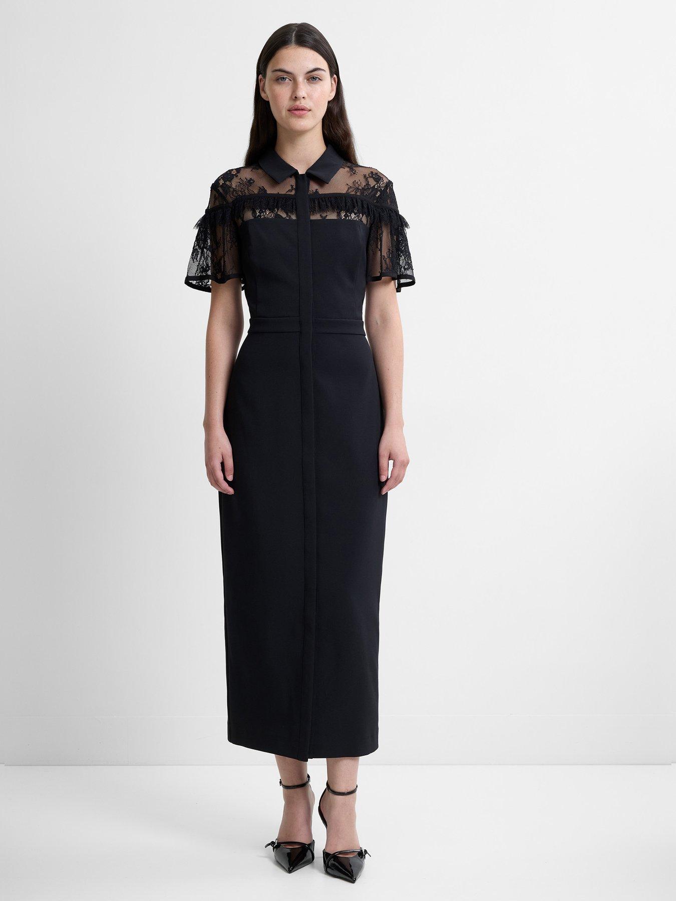 knee length dresses for ladies French Connection Black Lace Dress  OWNI