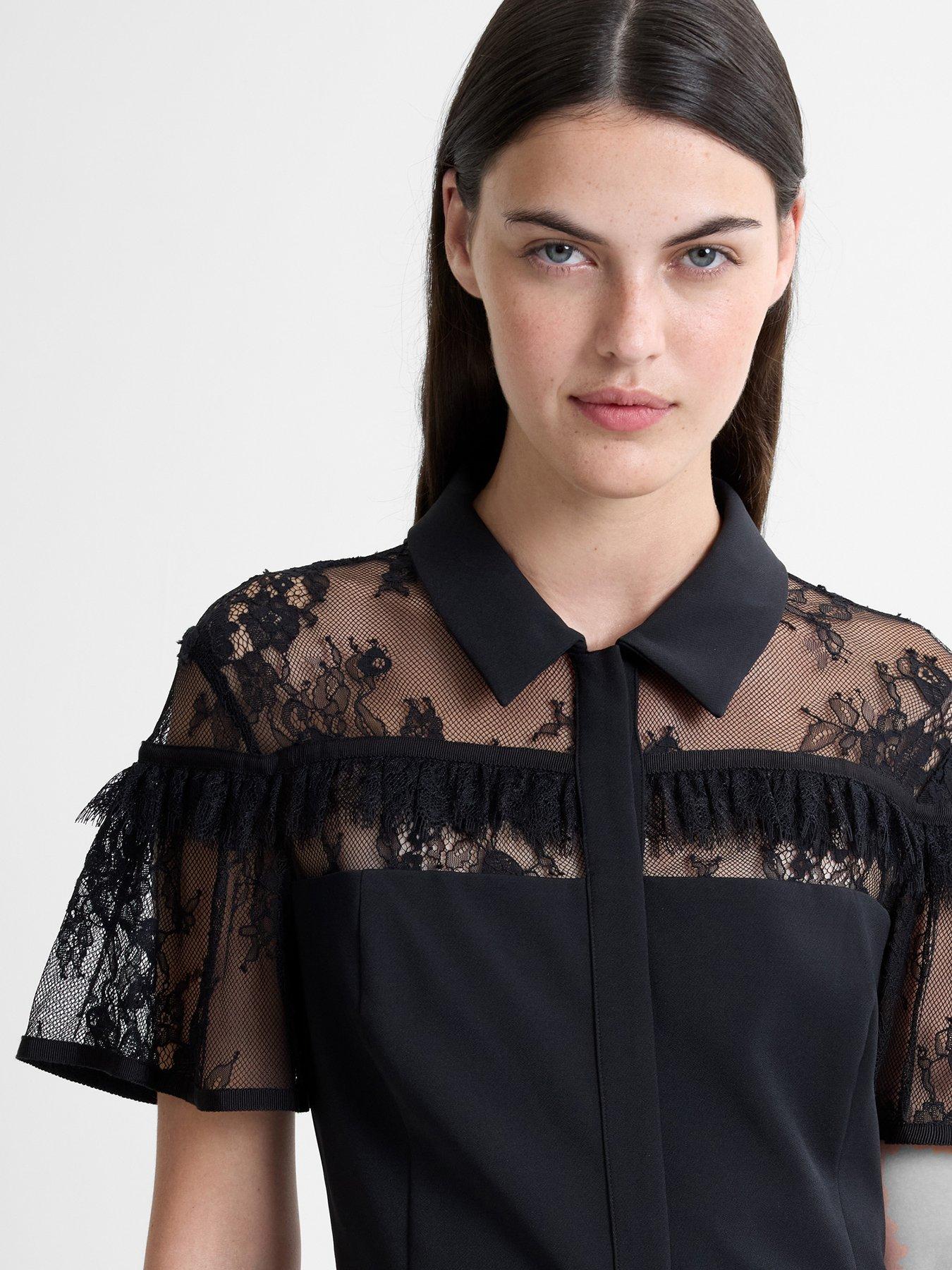 chinese dress ladies Aubrey 3D Lace Trim Mini Dress Black main image 1