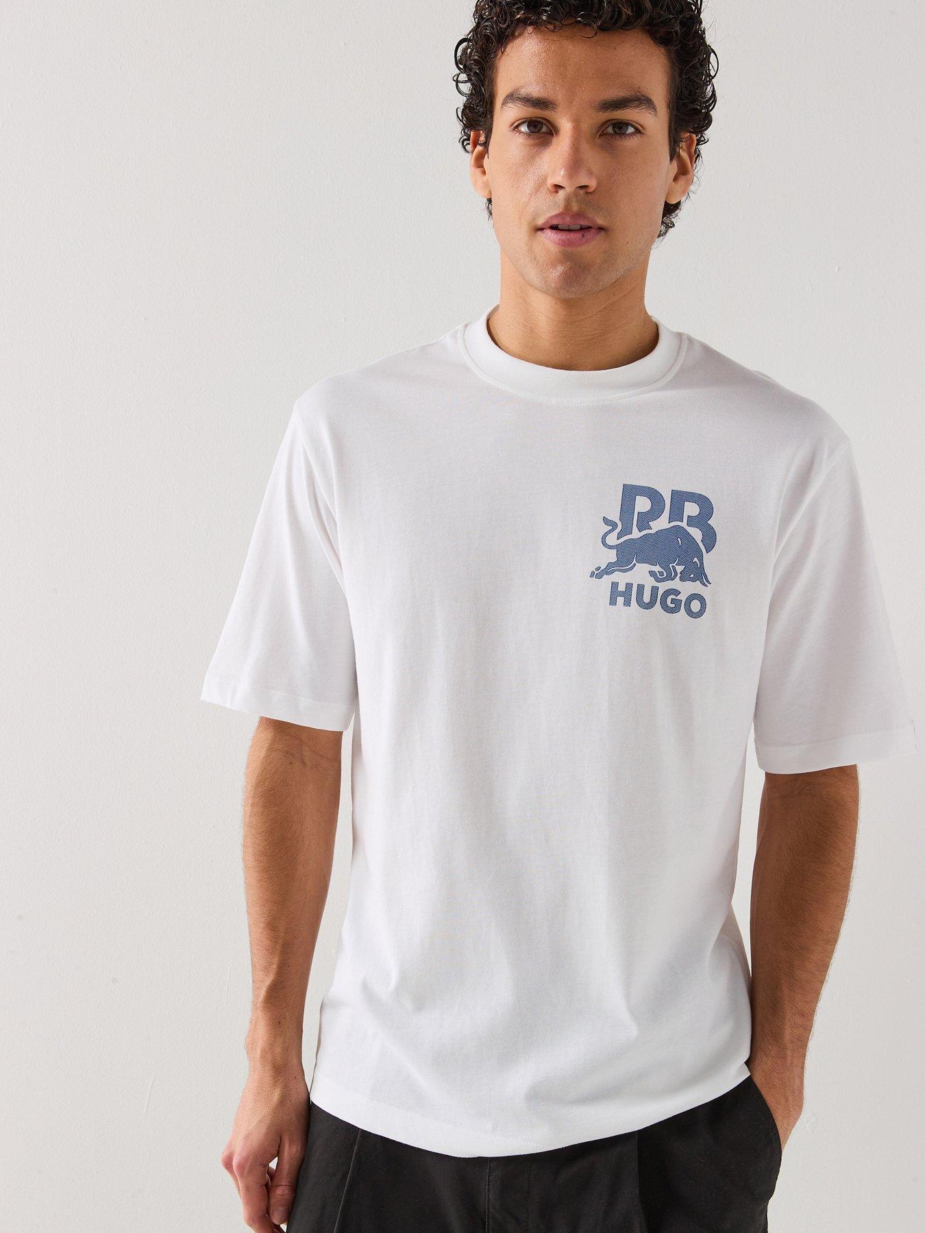 HUGO X RB Delel Relaxed Fit Pixel Logo T-Shirt - White