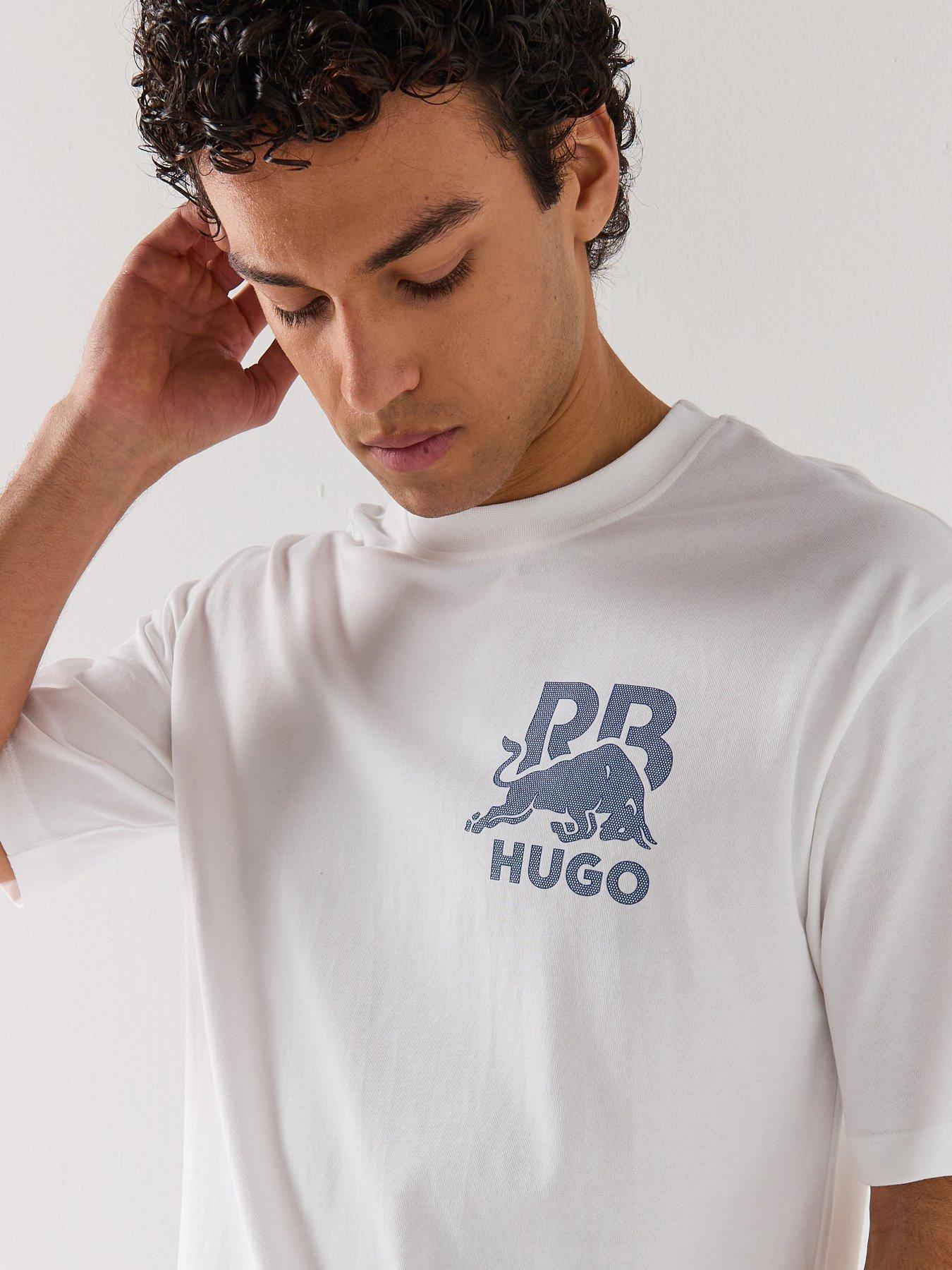HUGO X RB Delel Relaxed Fit Pixel Logo T-Shirt - White | Very