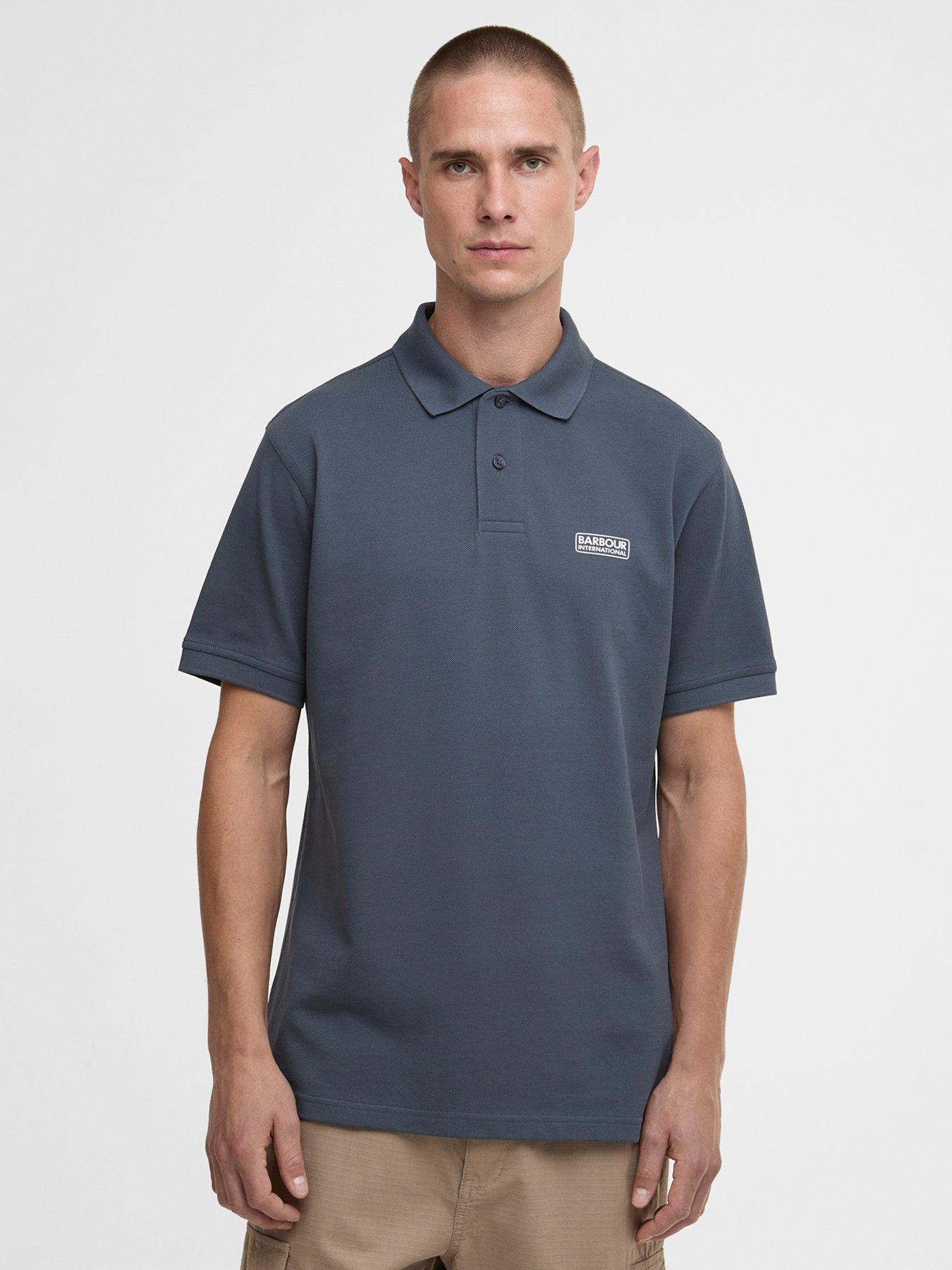 Barbour International Essential Tailored Polo Shirt, Grey, Size L, Men