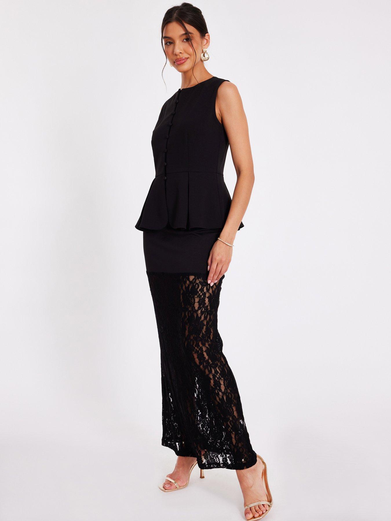 Image 3 of 6 of Quiz Black Button Front Peplum Top