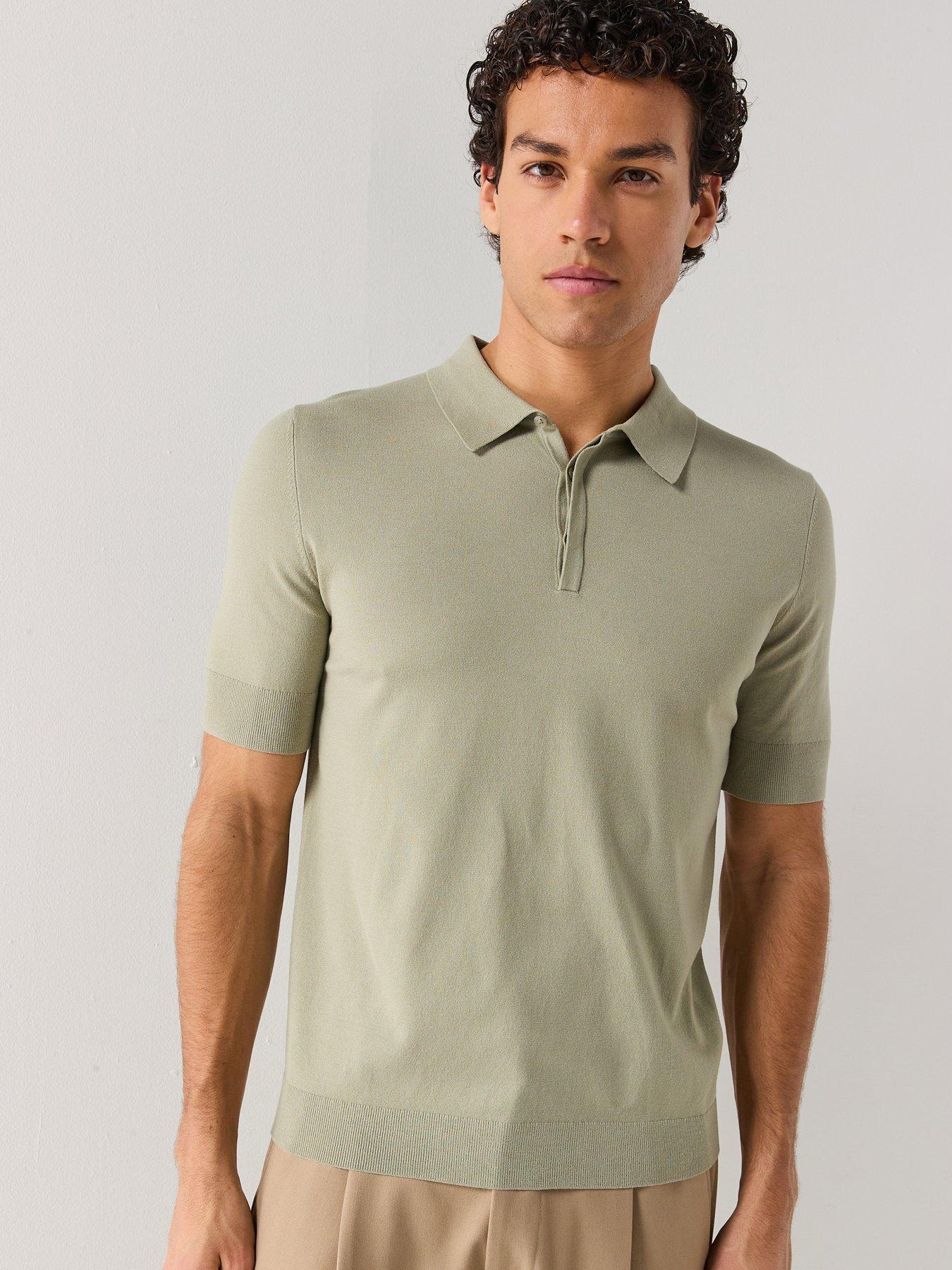 HUGO San Peter Regular Fit Knitted Polo Shirt - Light Green
